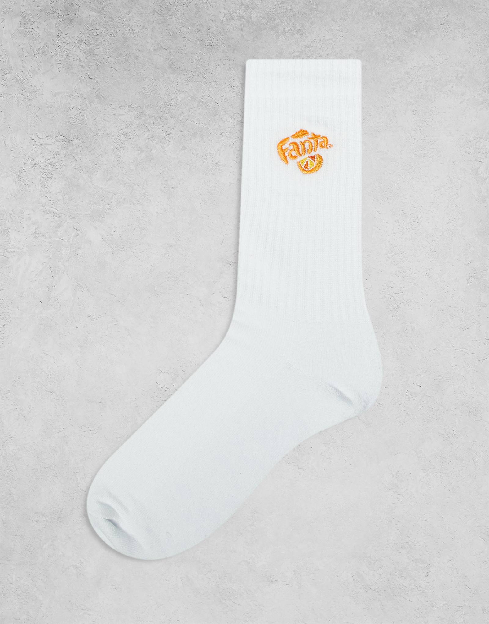 ASOS DESIGN Fanta logo embroidery socks in white 2090₽