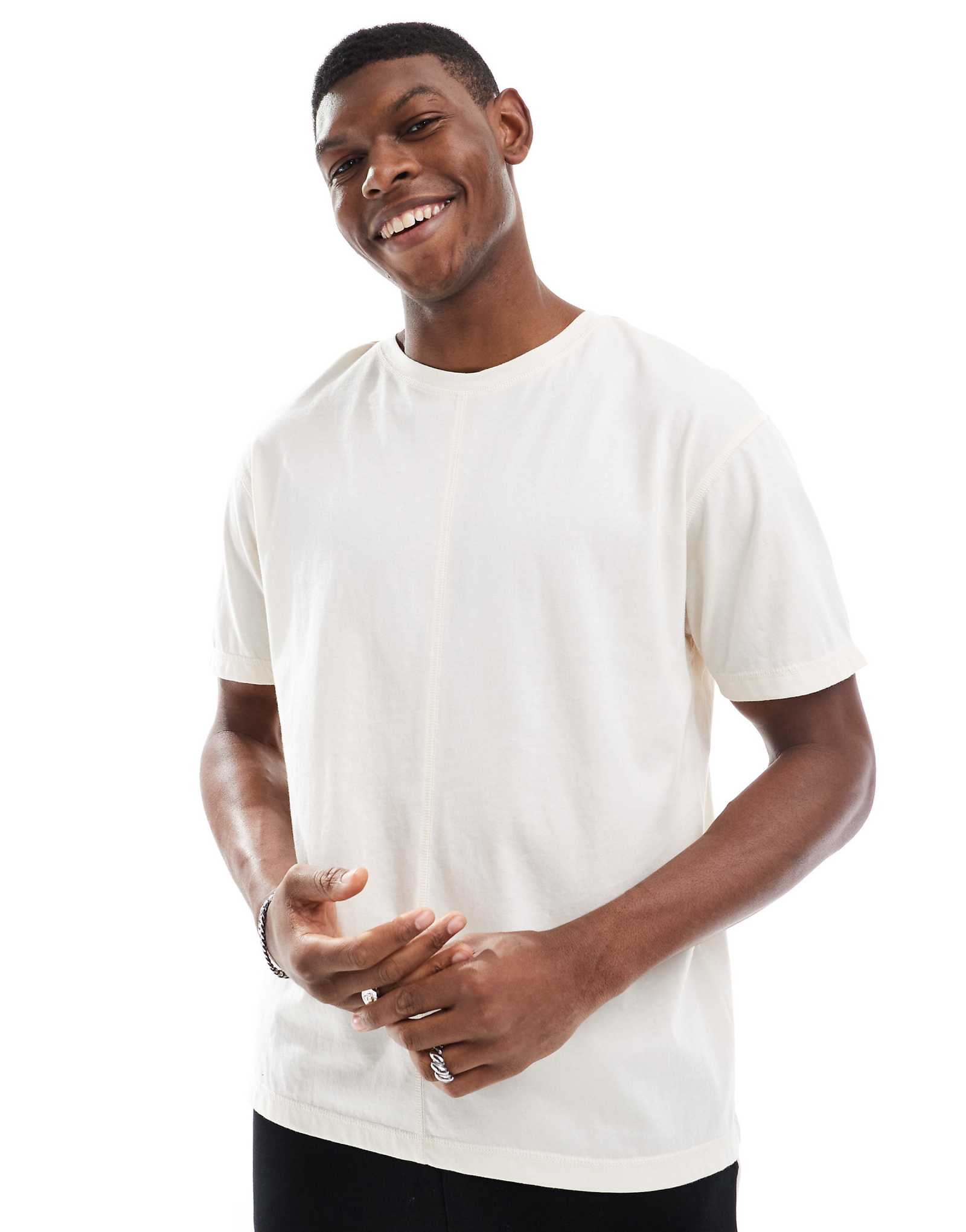 Another Influence oversized seam detail T-shirt in off-white 2290₽