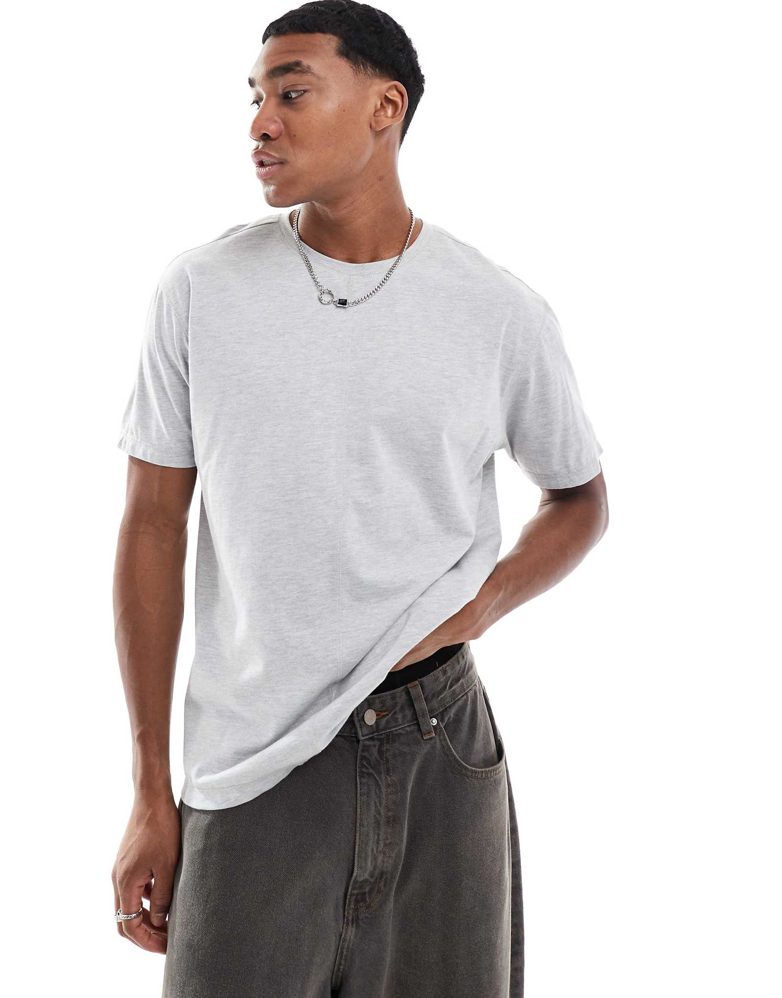 Another Influence oversized seam detail T-shirt in gray heather 3690₽