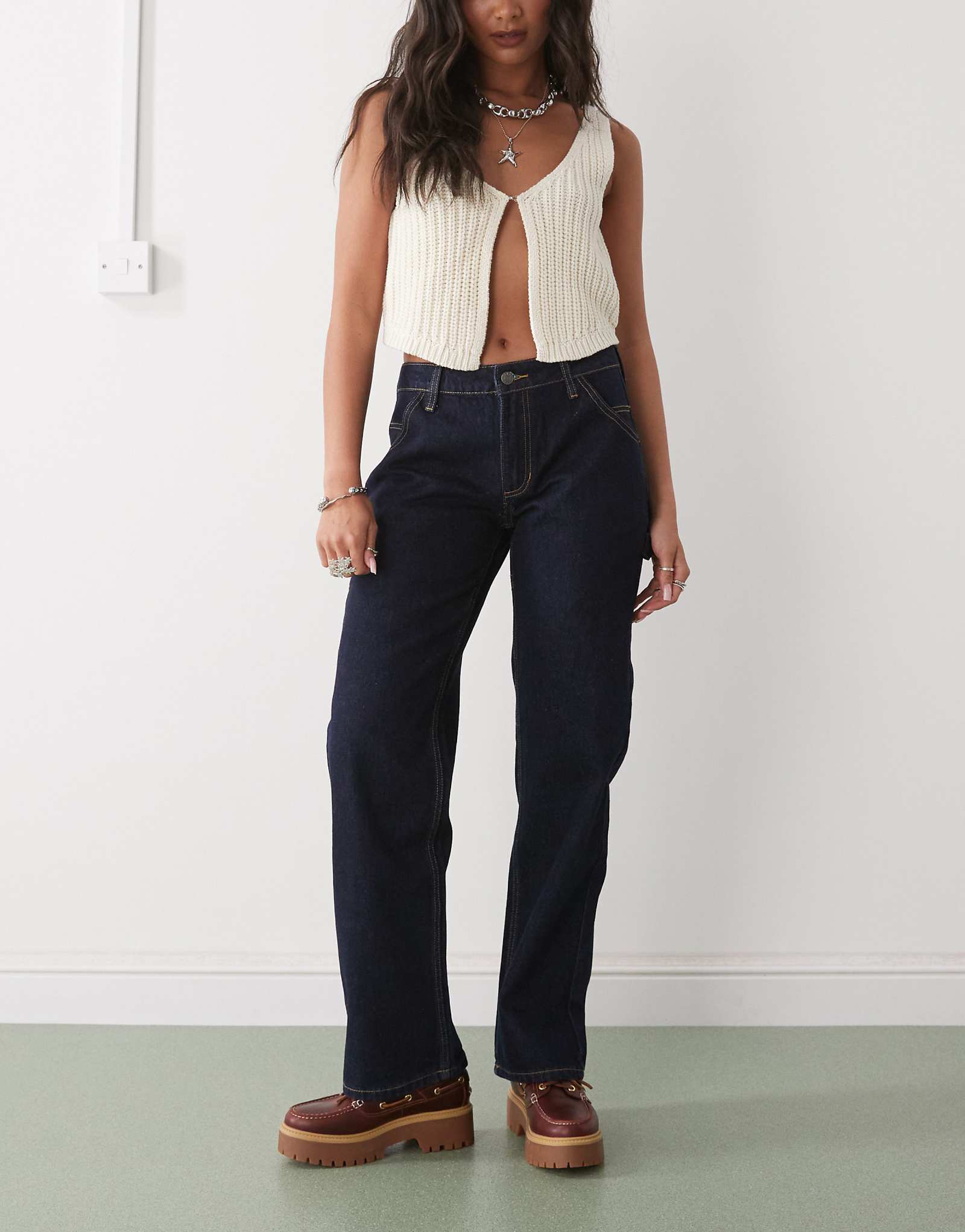 Guess Originals carpenter denim jeans in indigo with logo back print