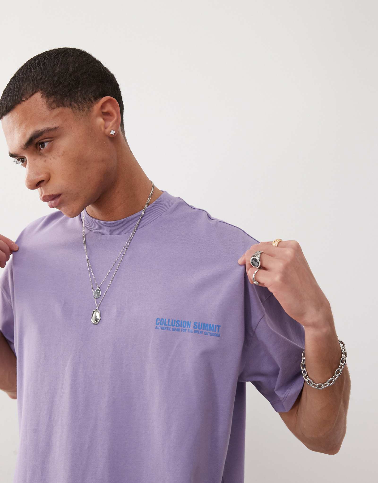 COLLUSION printed boxy T-shirt in lilac 4590₽