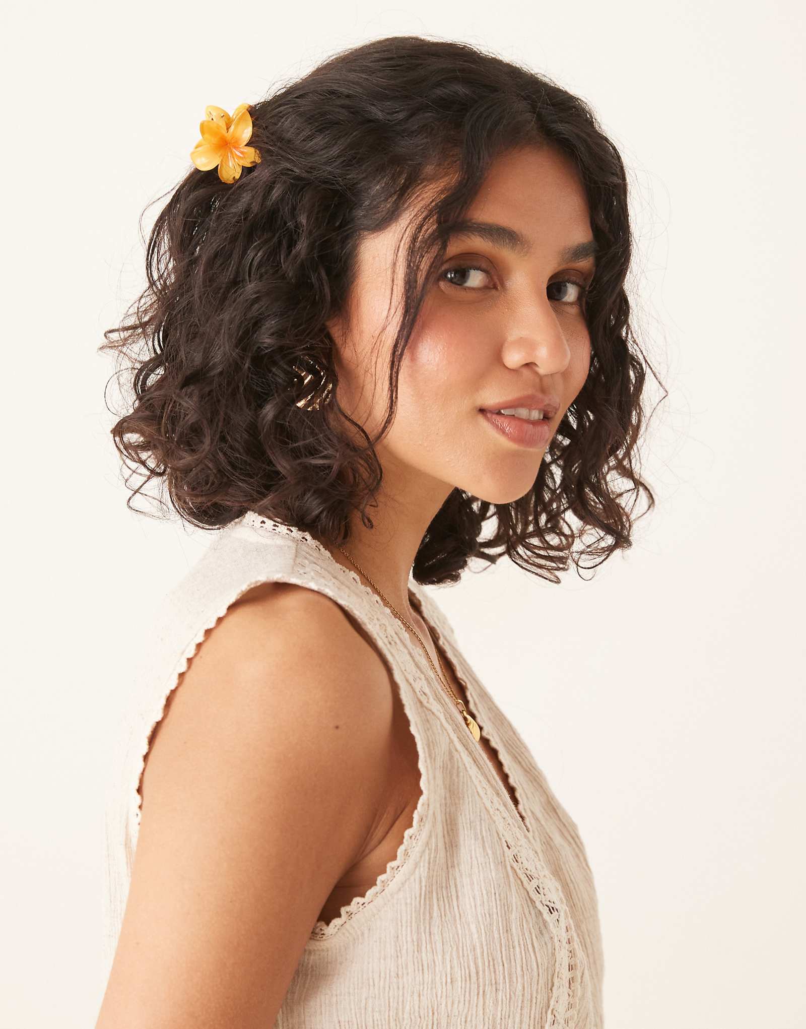 Sui Ava Plumeria flower mini hair clip in yellow