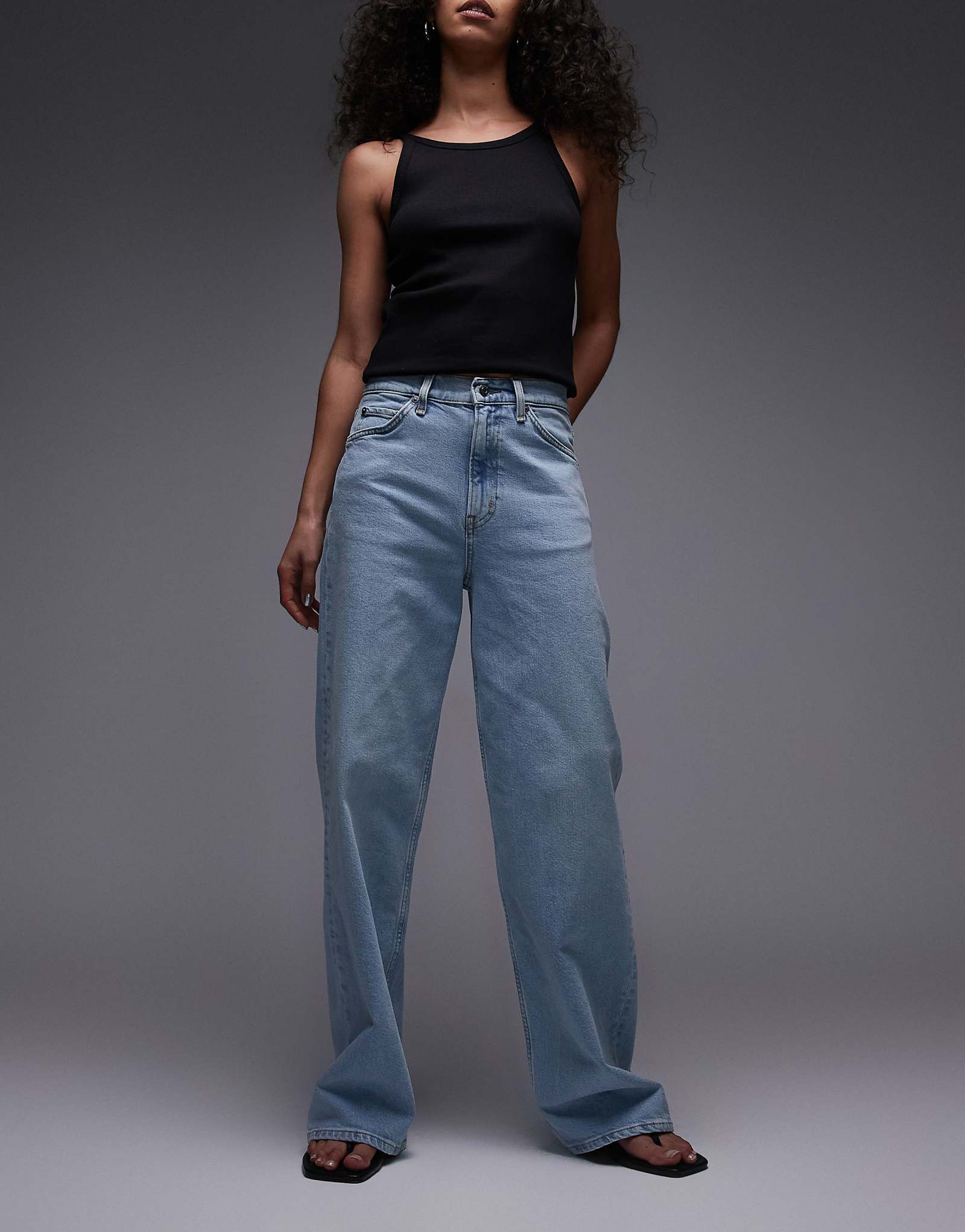 ARKET Lupine high rise wide leg jeans in light wash blue