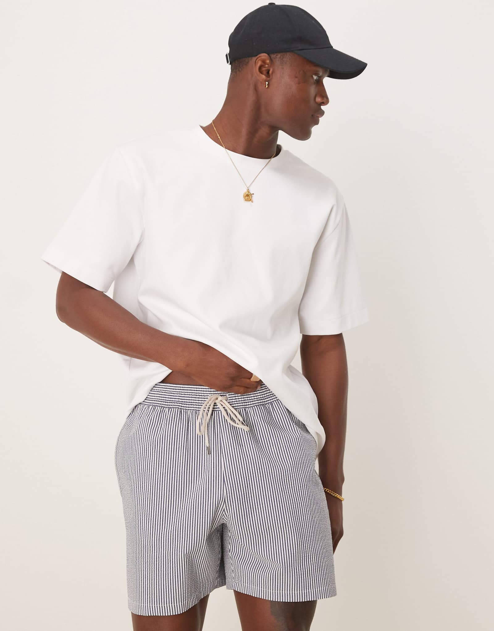 Polo Ralph Lauren Traveler icon logo seersucker swim shorts in navy stripes 18890₽