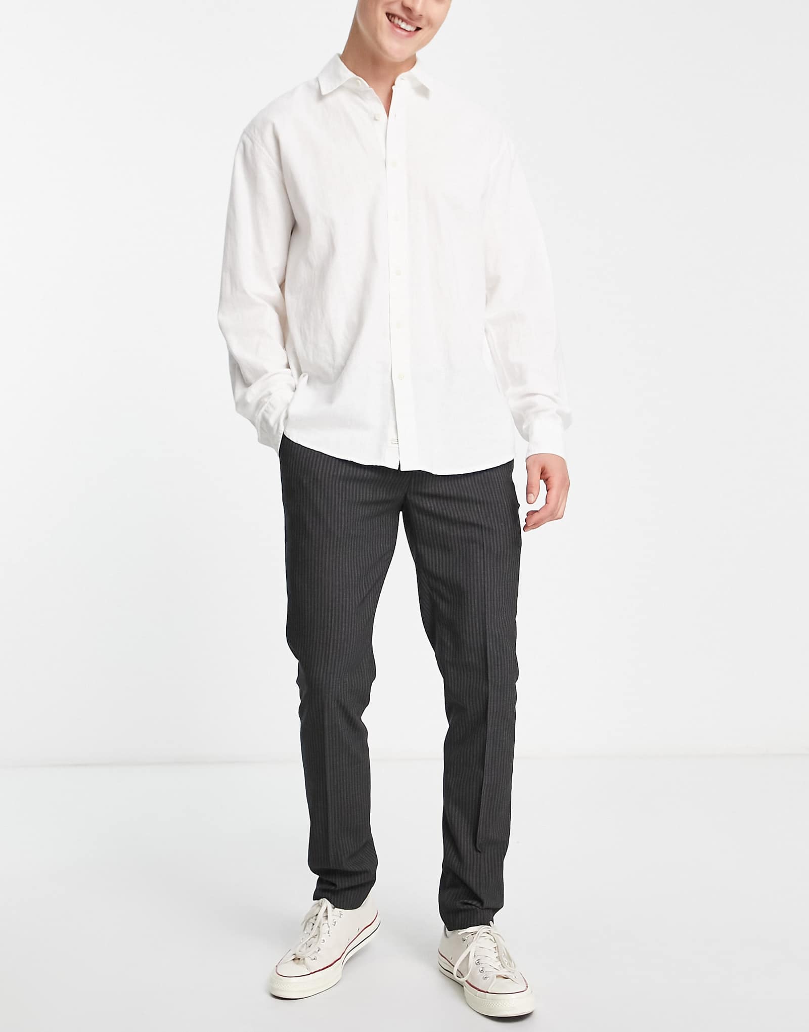 Bolongaro Trevor stripe seersucker skinny fit suit pant