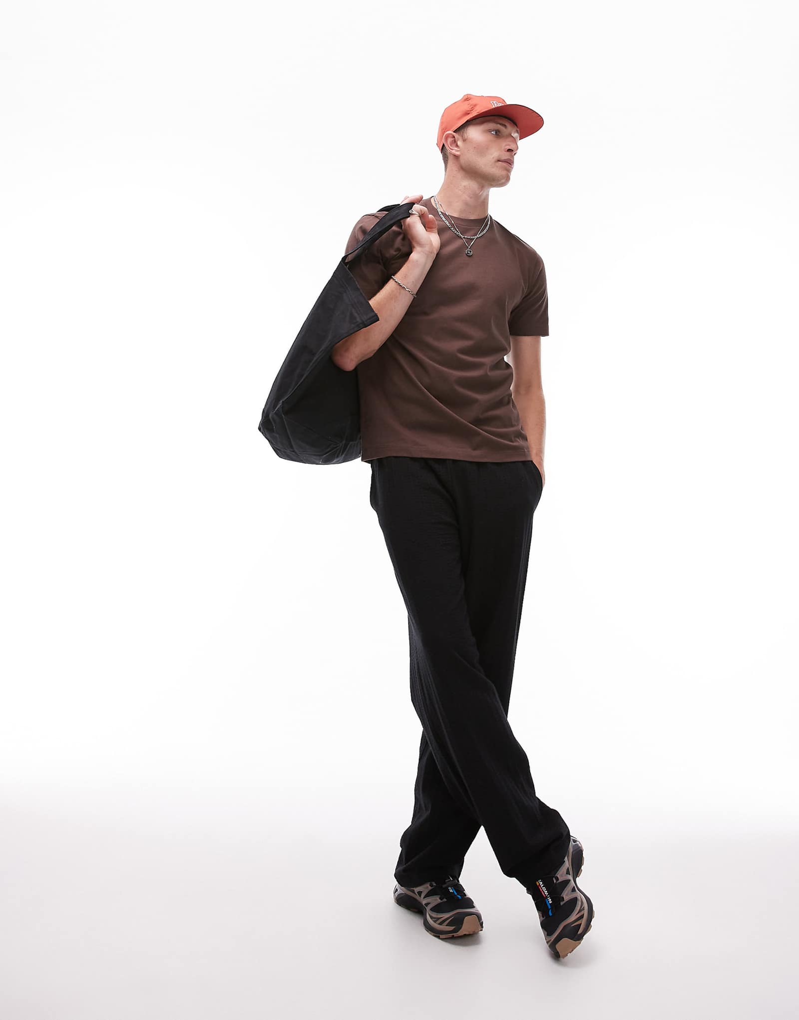 Topman straight fit seersucker sweatpants in black 11190₽