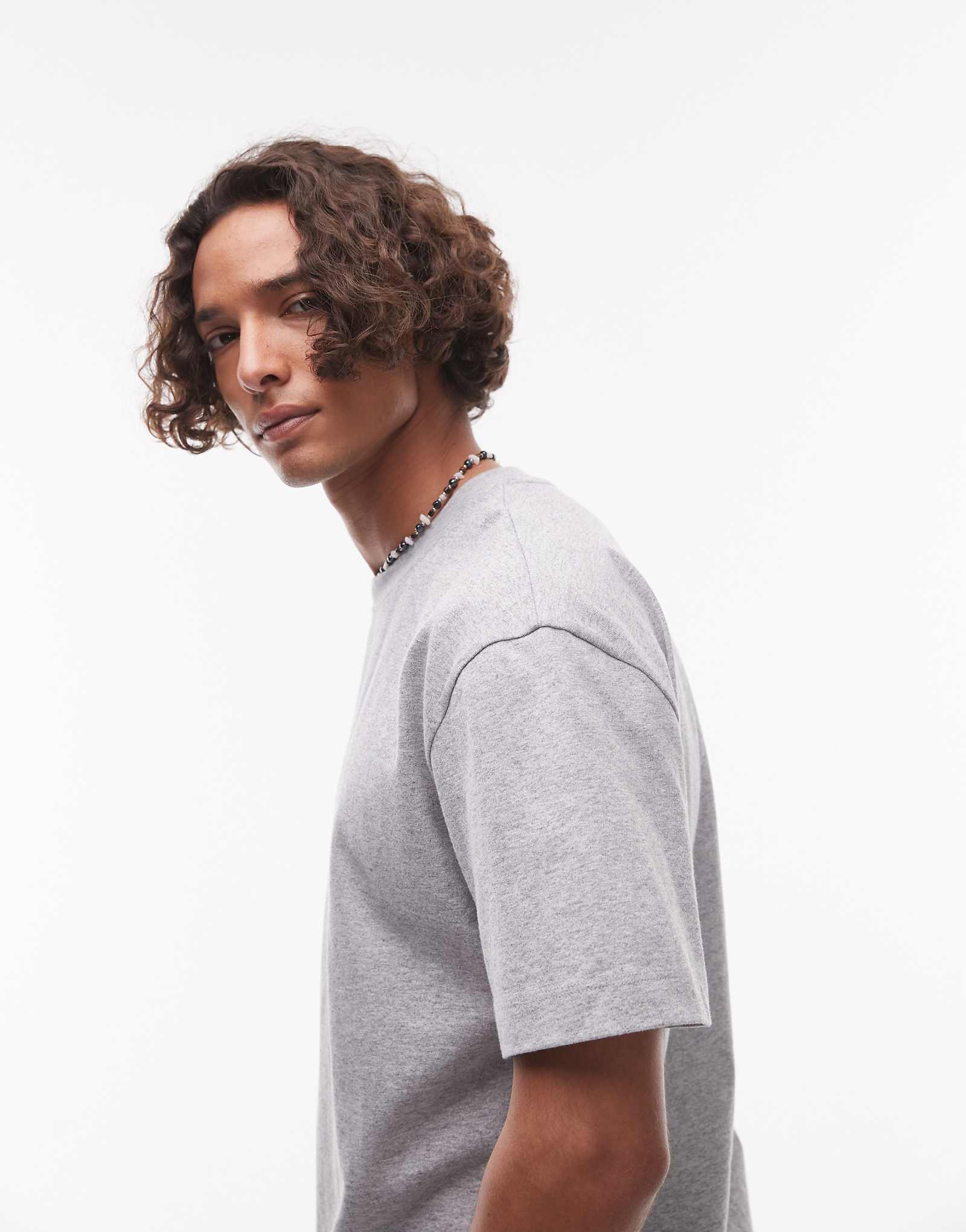 Topman oversized fit T-shirt in gray heather