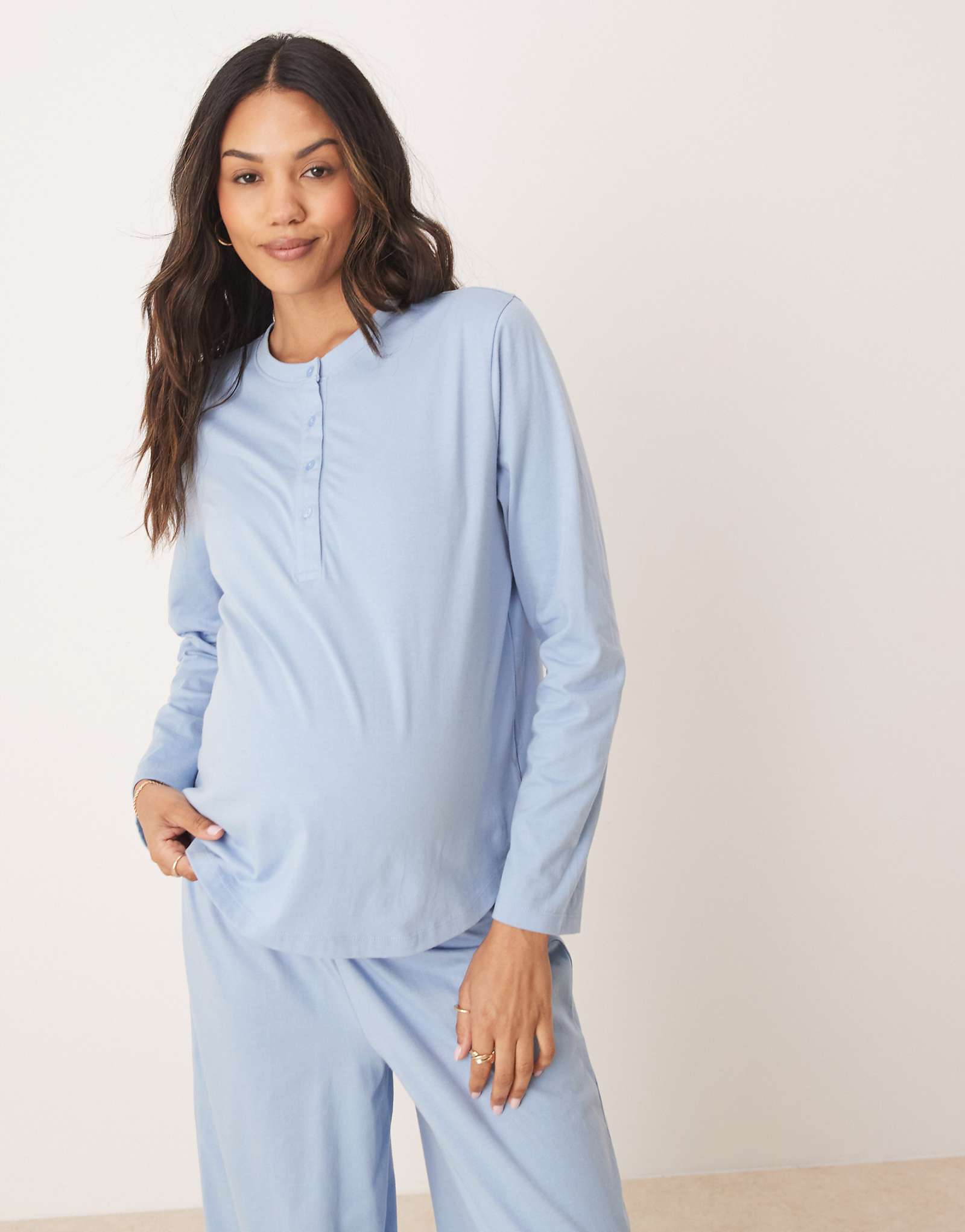 ASOS DESIGN Maternity mix - match Henley pajama top in blue 2690₽