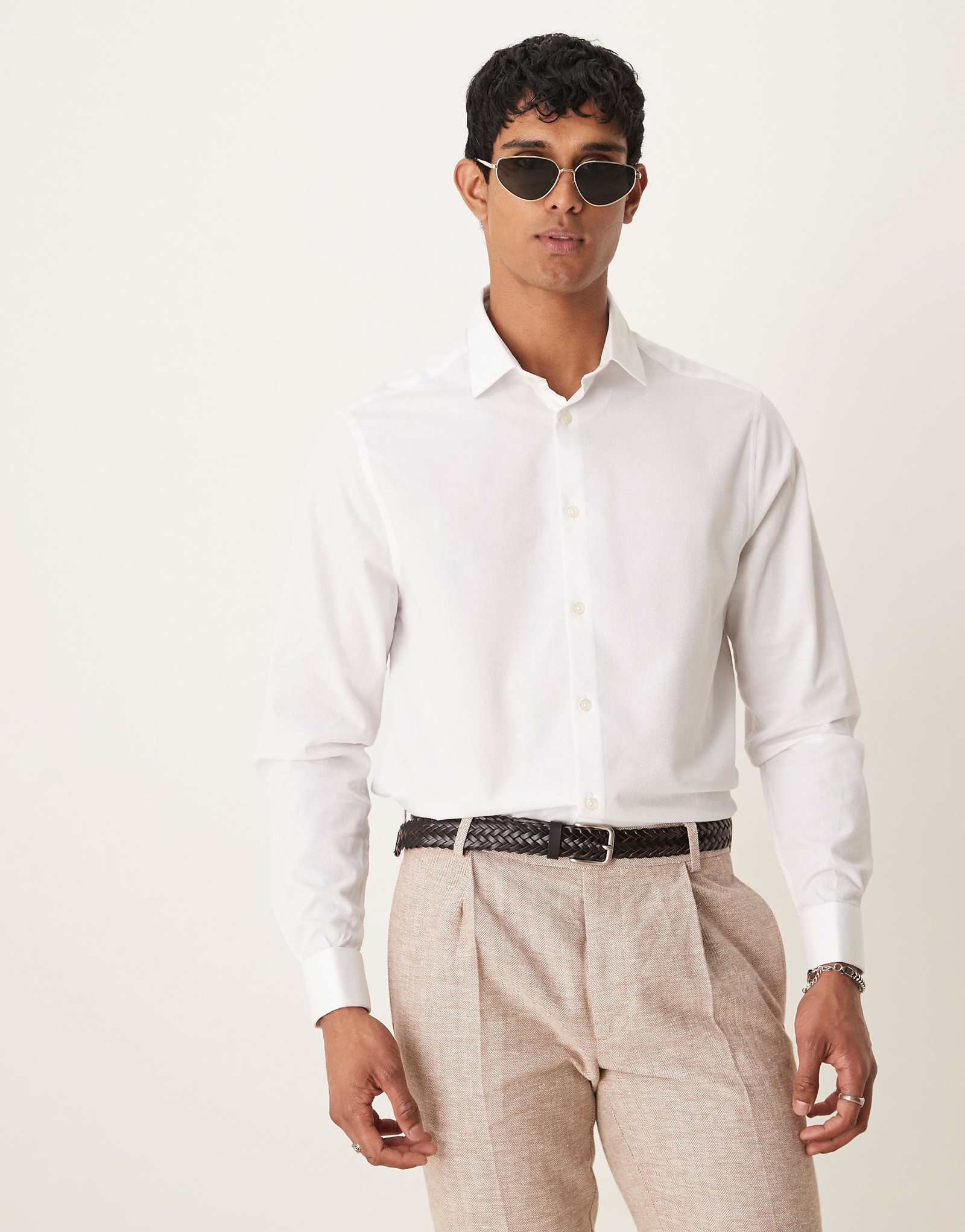 ASOS DESIGN textured regular shirt in white 10190₽