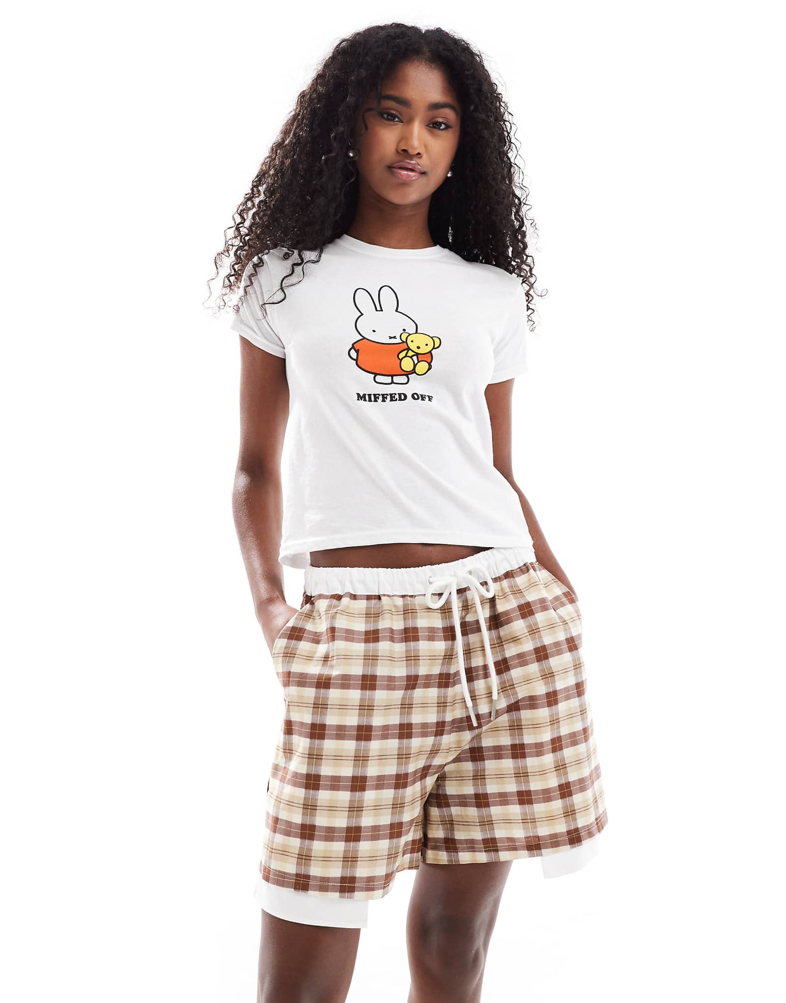 ASOS DESIGN boxer shorts with contrast waistband in plaid 4590₽