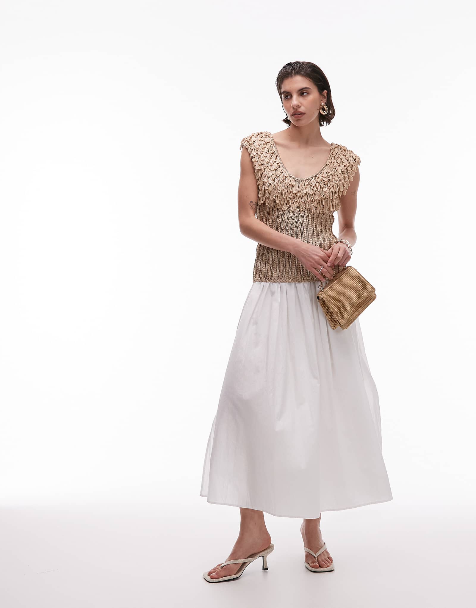 - Other Stories knit top with fringed neckline in gold 13590₽