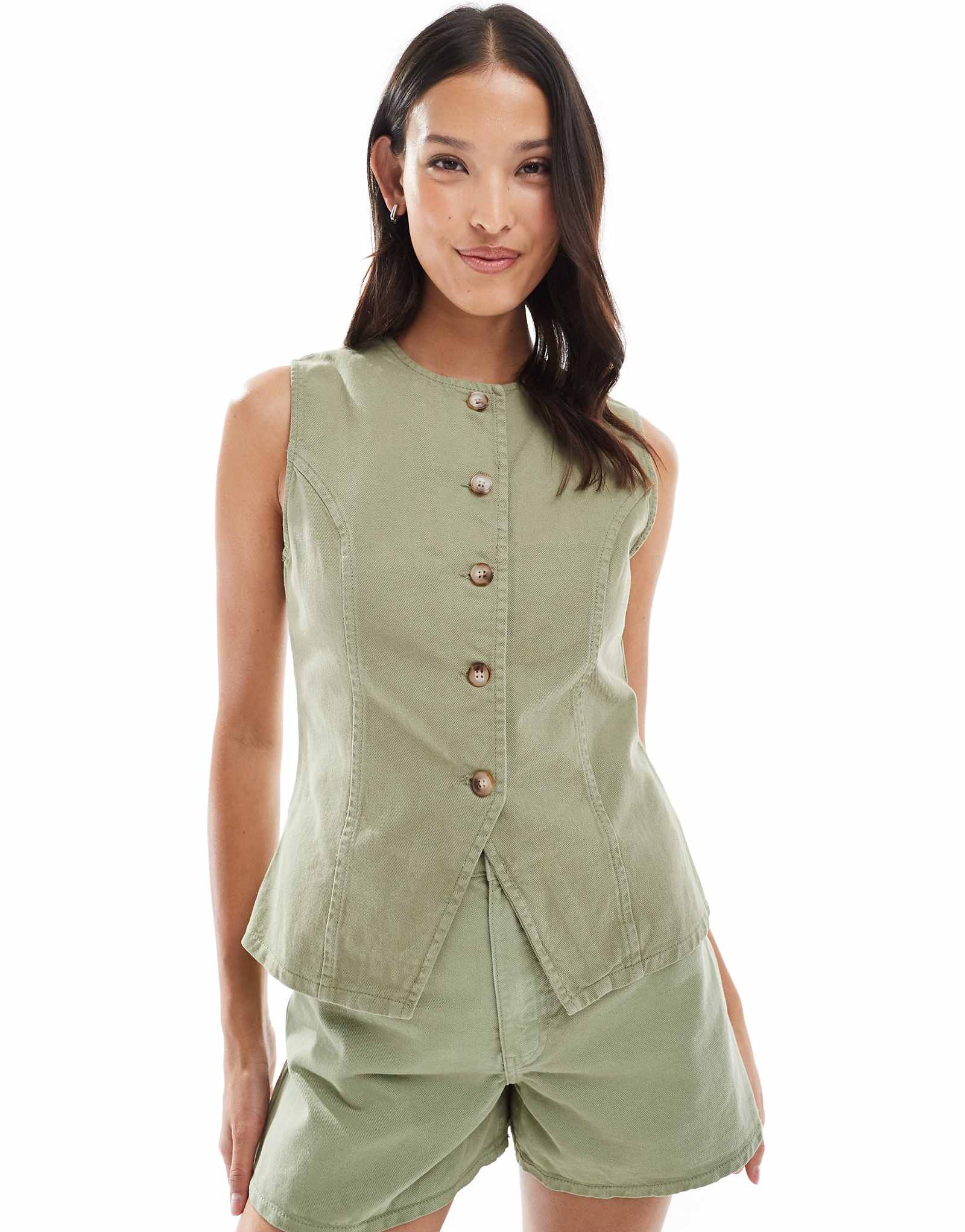 ASOS DESIGN denim cami vest in sage - part of a set 12990₽