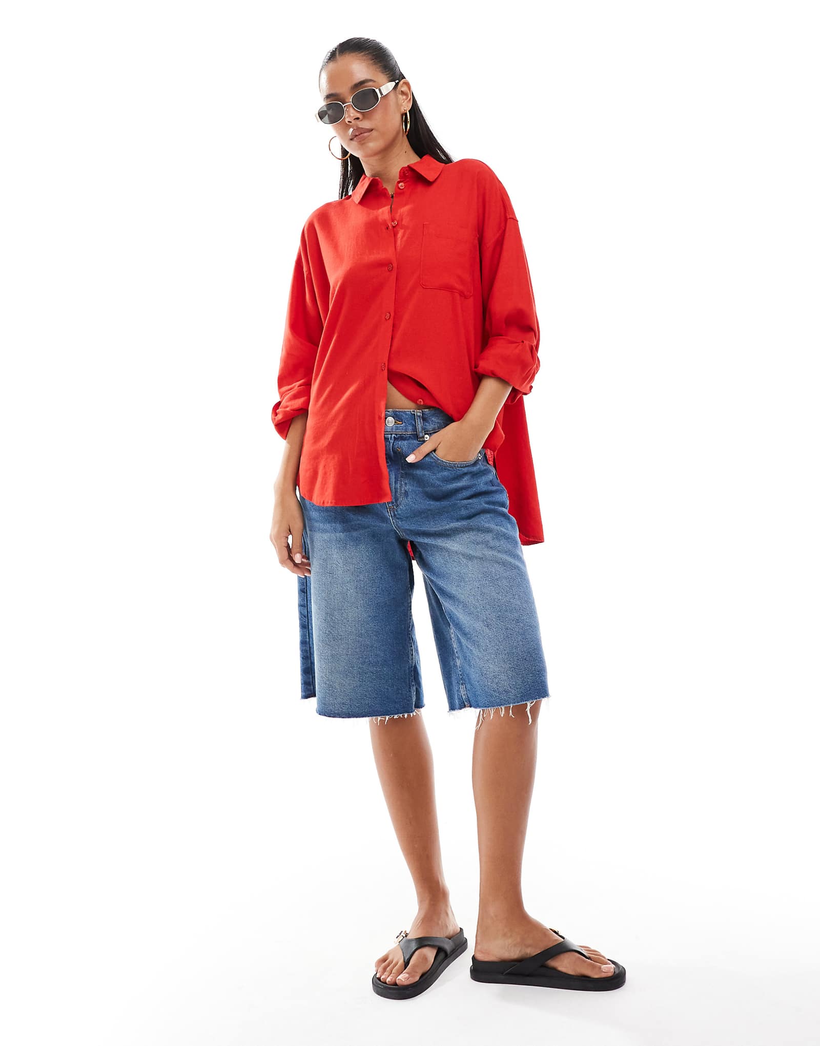 JJXX oversized shirt in red