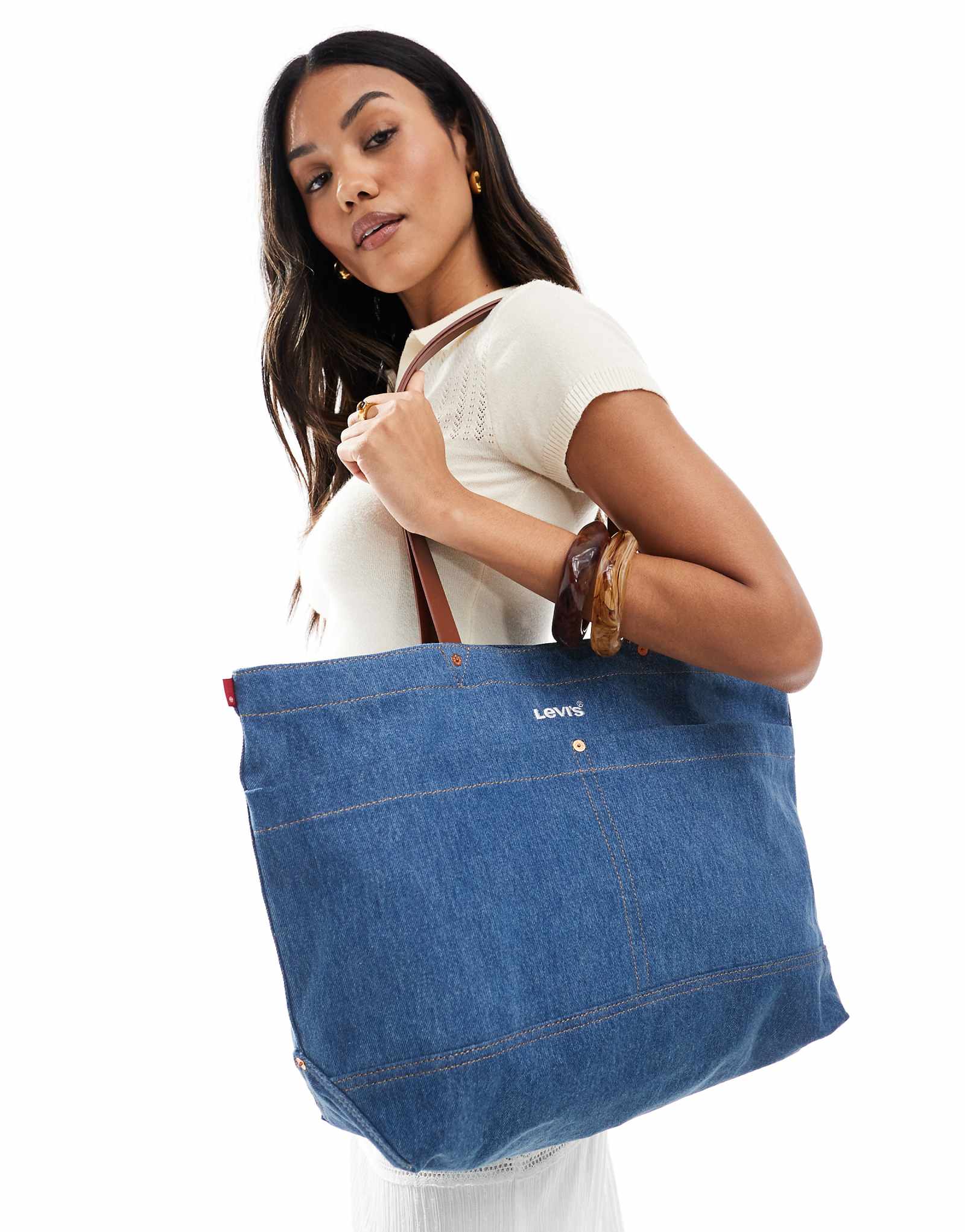 Levis Heritage tote bag with logo in mid blue denim 13790₽