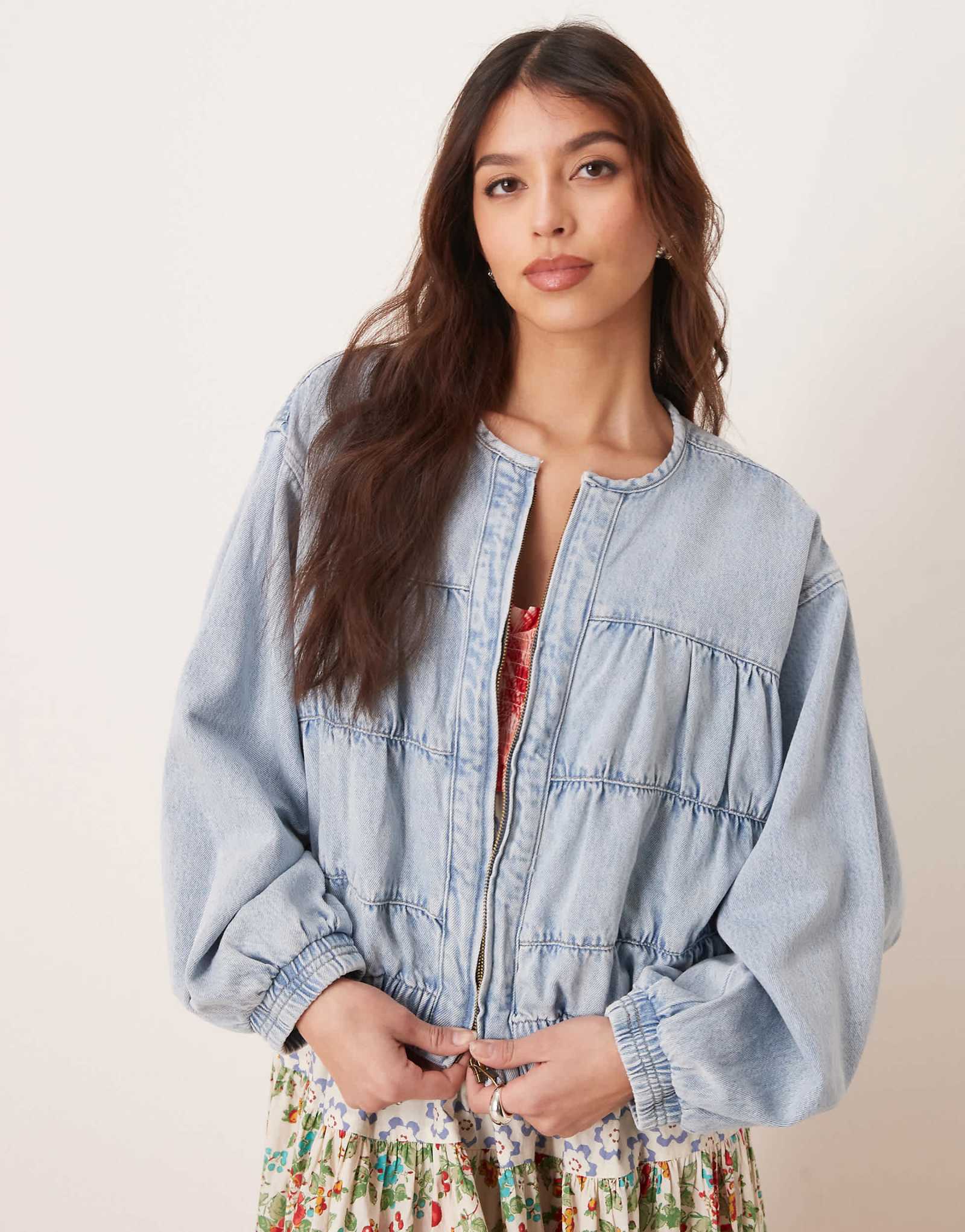 Free People layla relaxed denim jacket in sunbeam blue 30190₽