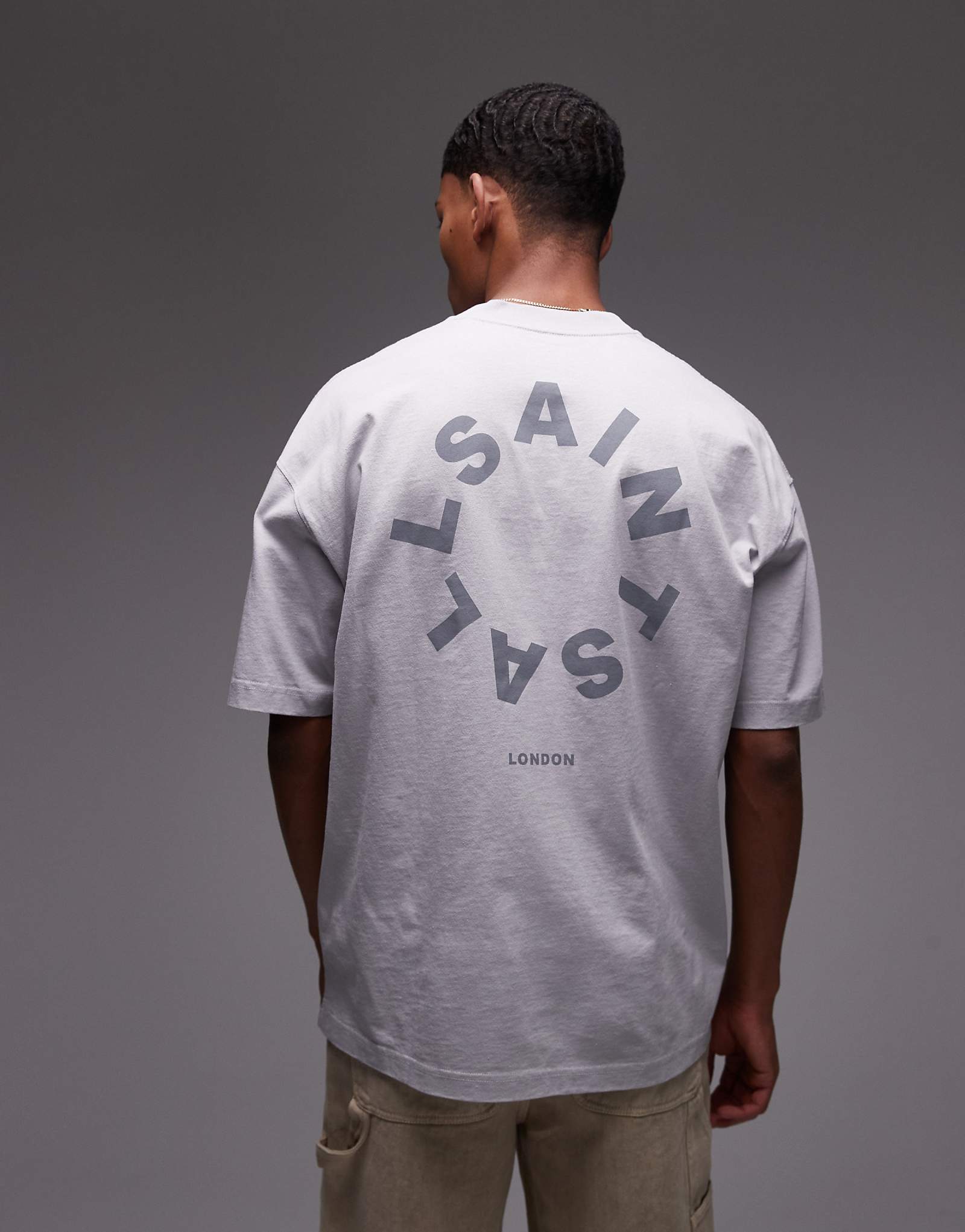 AllSaints Tierra oversized T-shirt in machine gray 19390₽