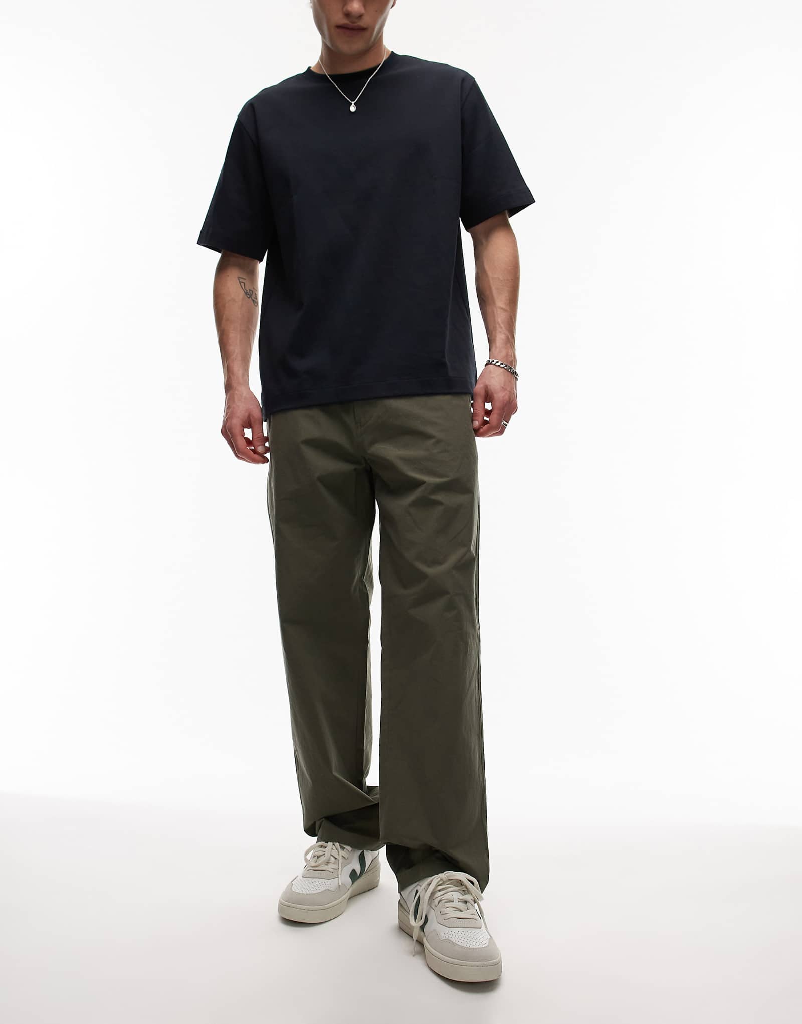 ARKET heavy poplin pants with button front in khaki 15790₽