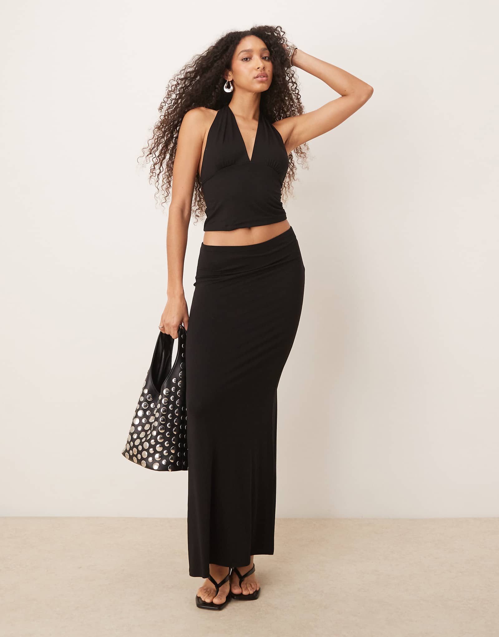 Gina Tricot Soft Touch jersey maxi drapey skirt in black - part of a set