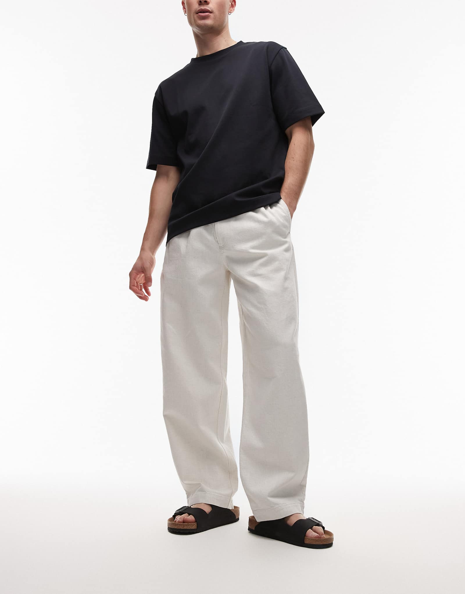 ARKET wide fit drawstring workwear pants in beige 20190₽
