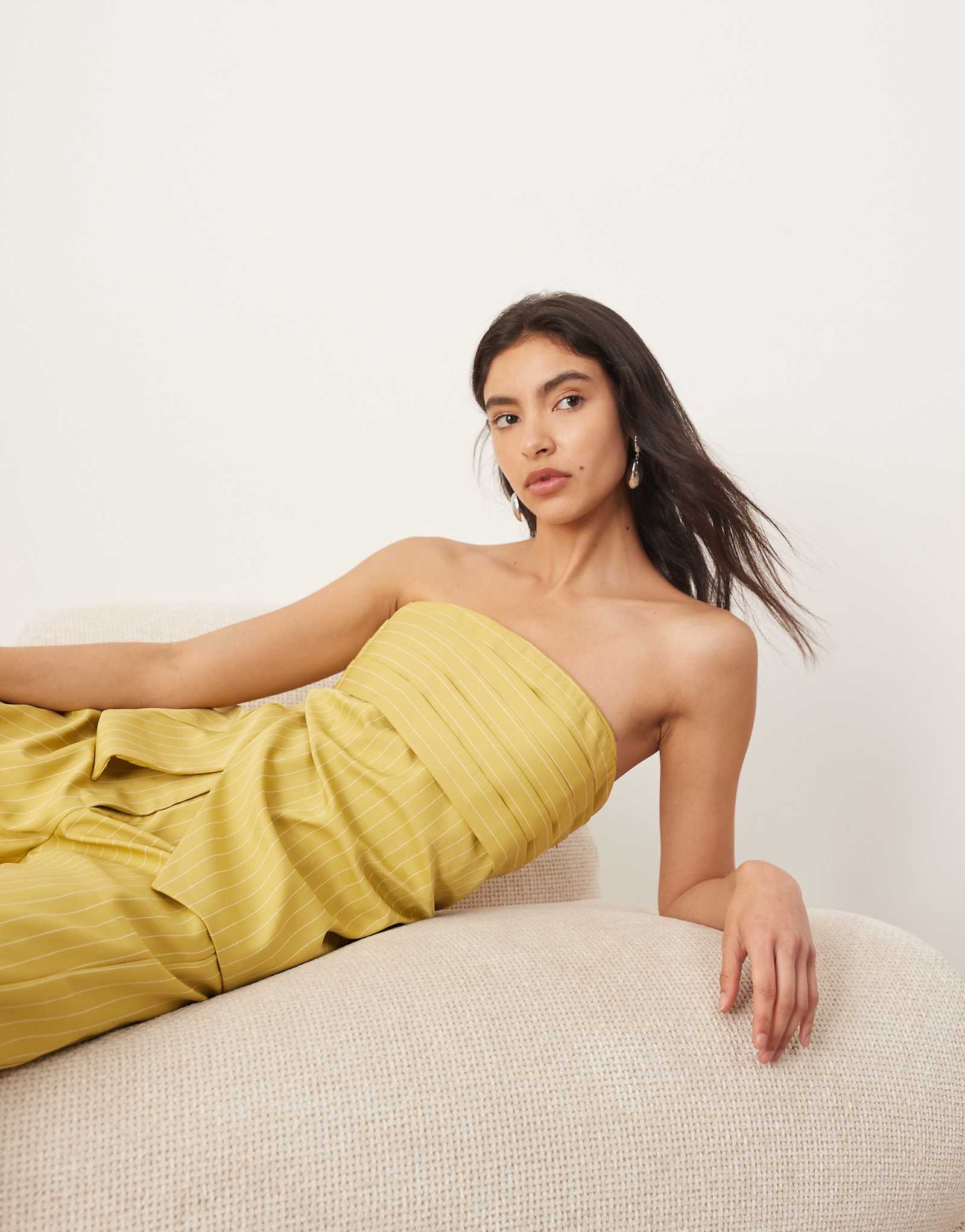 ARRANGE structured bandeau top in pistachio stripe - part of a set