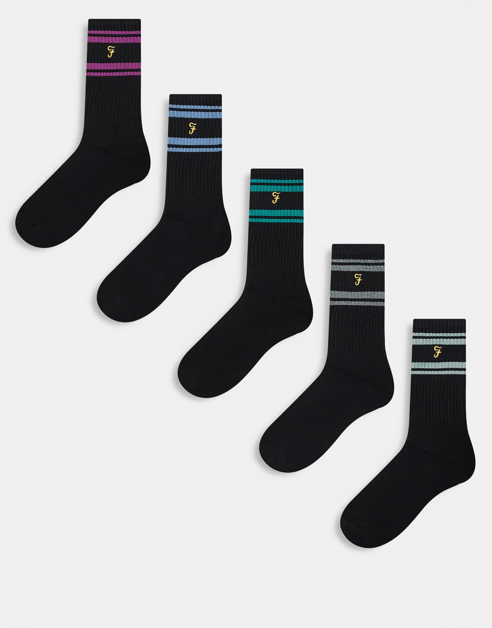 Farah 5 pack toliver socks in black 8190₽