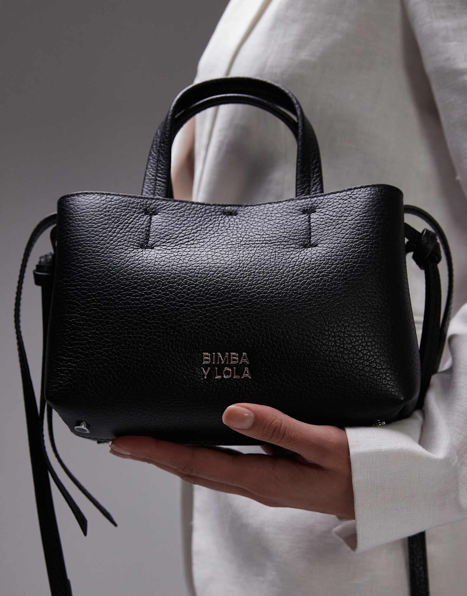BIMBA Y LOLA mini leather handbag in black