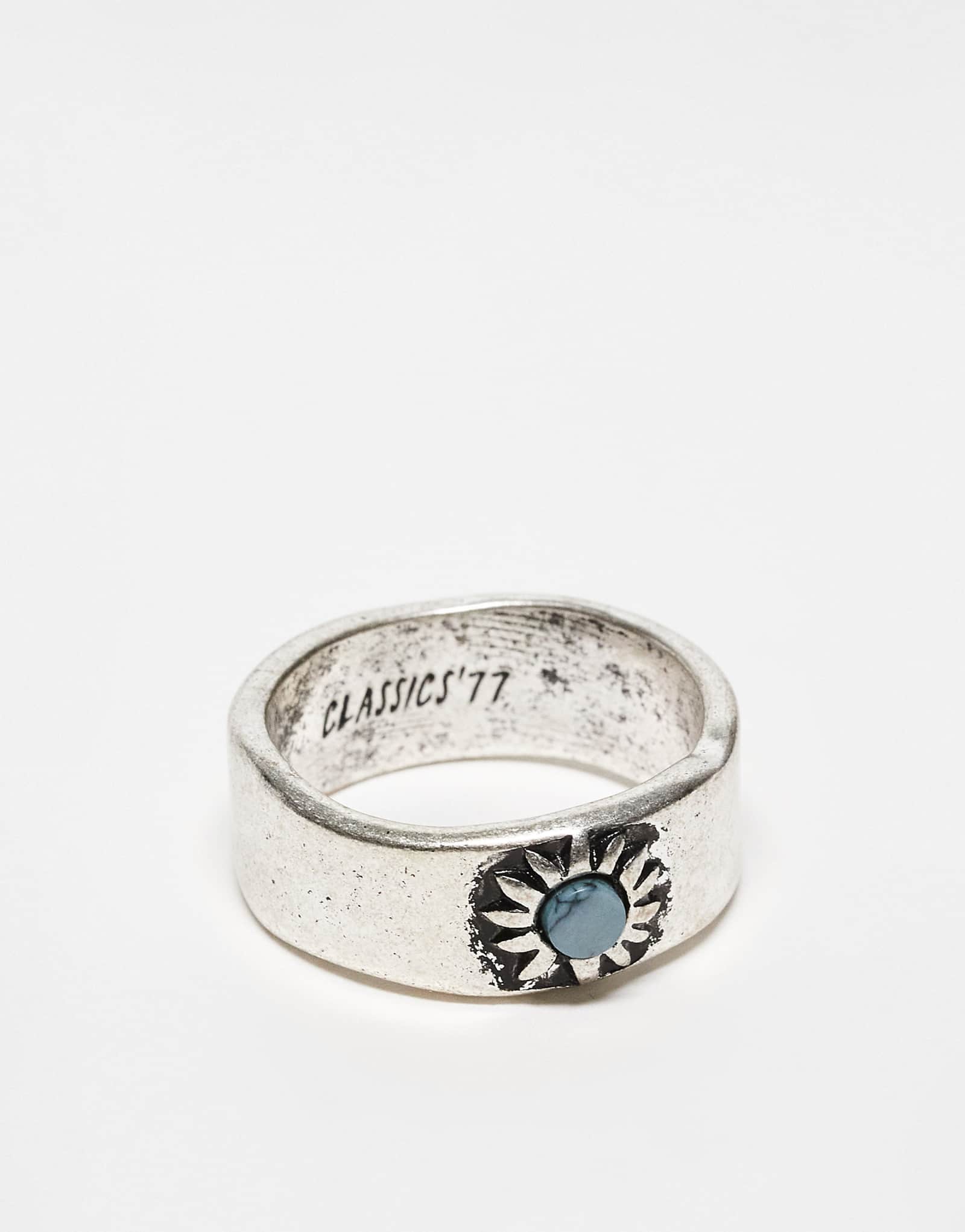 Classics 77 sun engraved band ring in silver tone