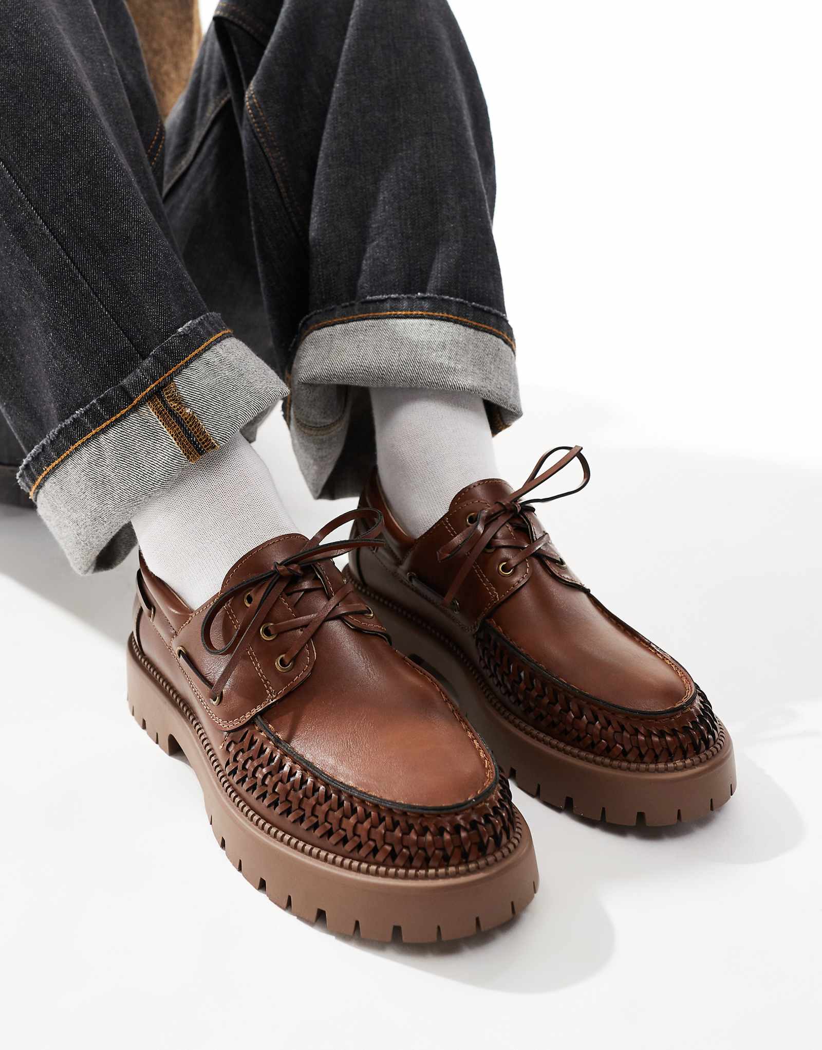 SEQWL Exton loafers with chunky soles in brown