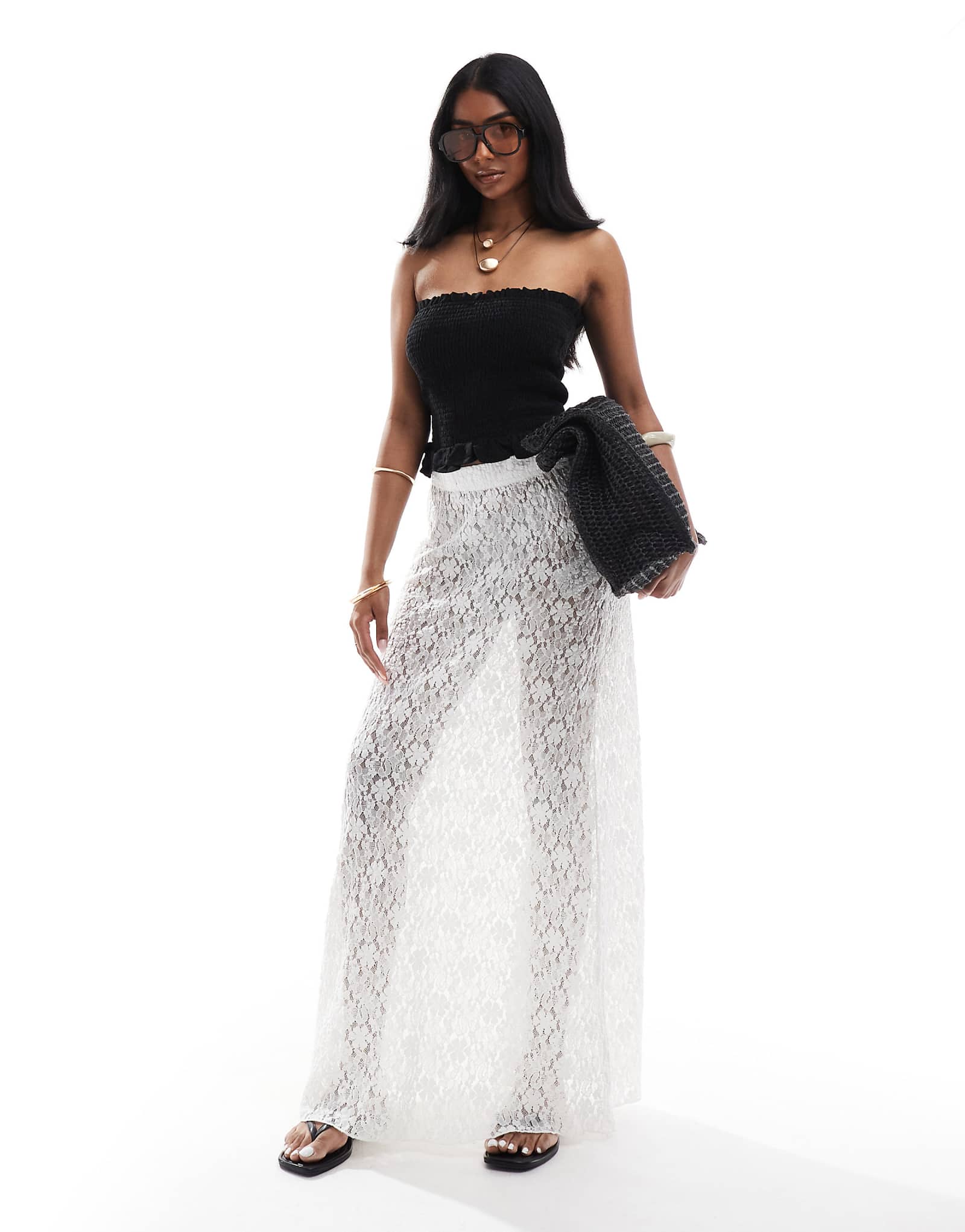 ONLY lace maxi skirt in white 12390₽