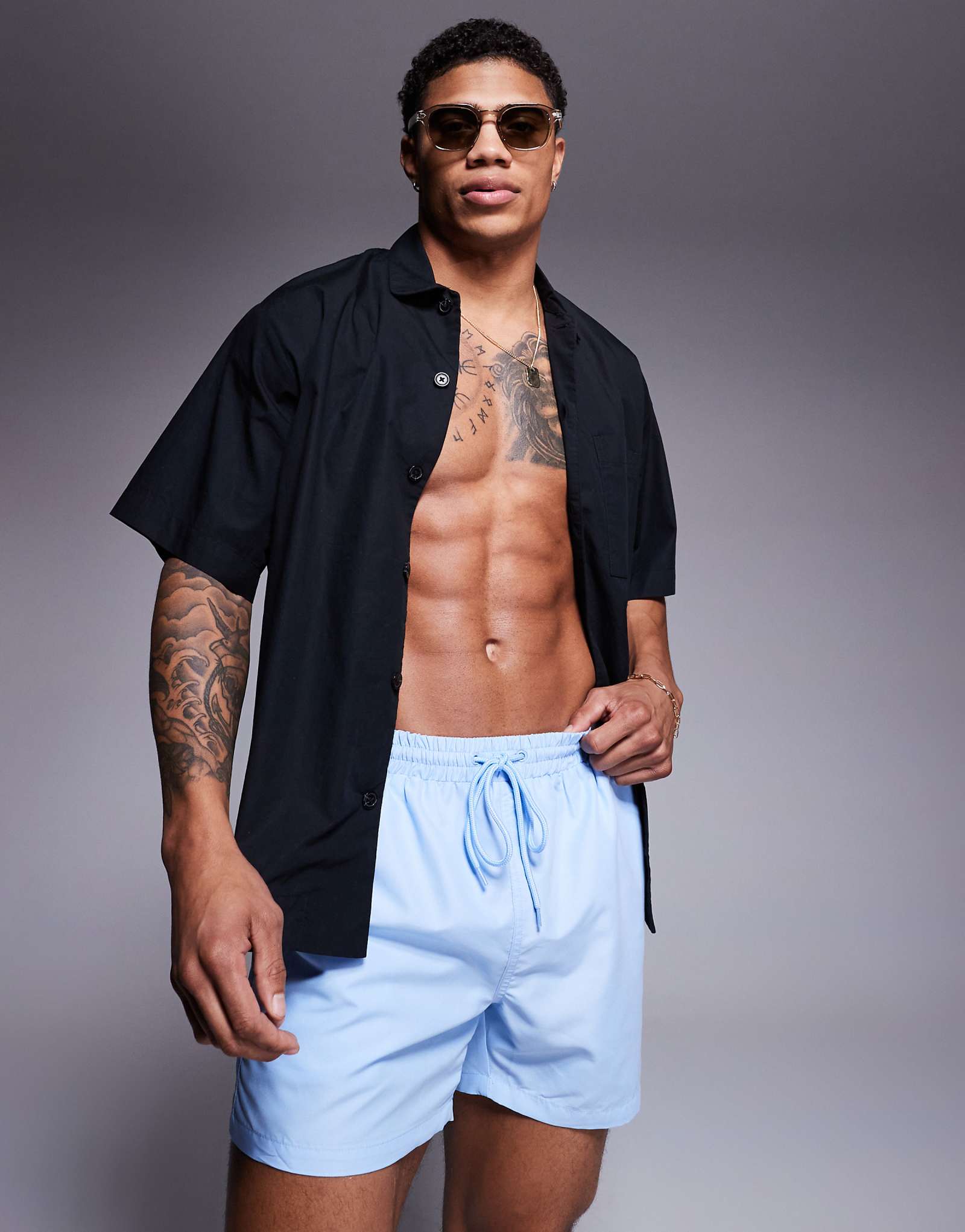 South Beach plain swim shorts in light blue 5890₽