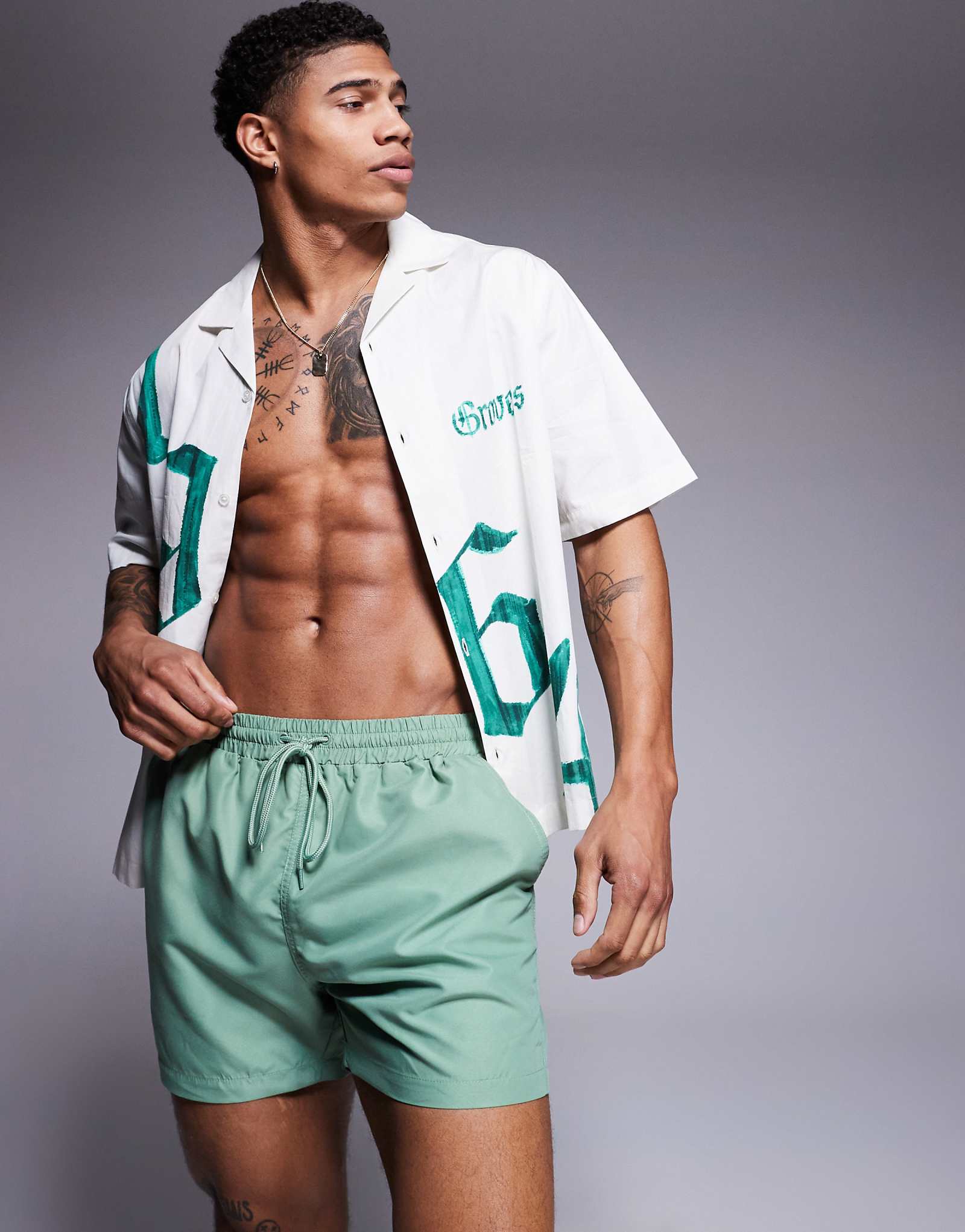 South Beach plain swim shorts in green 4890₽