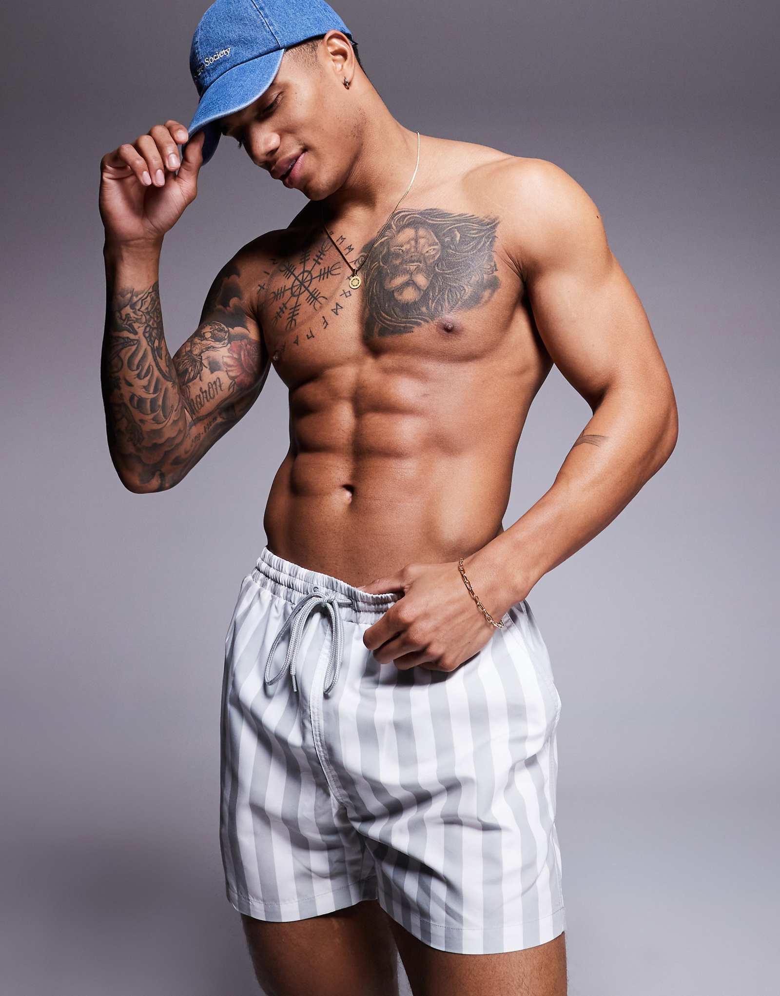 South Beach contrast stripe swim shorts in light gray 4790₽