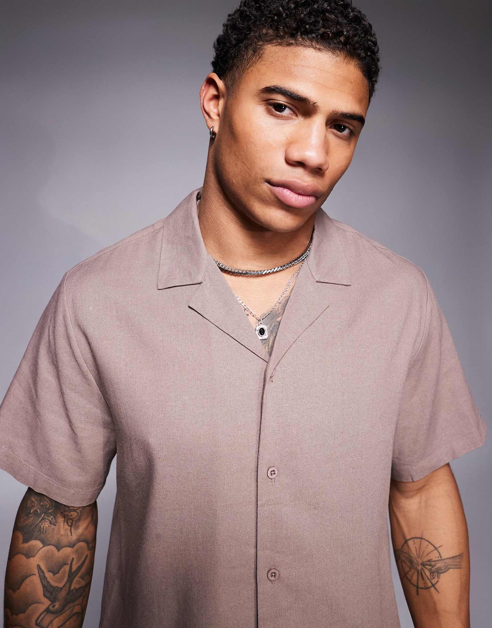 South Beach short sleeve beach shirt in stone - part of a set 7490₽