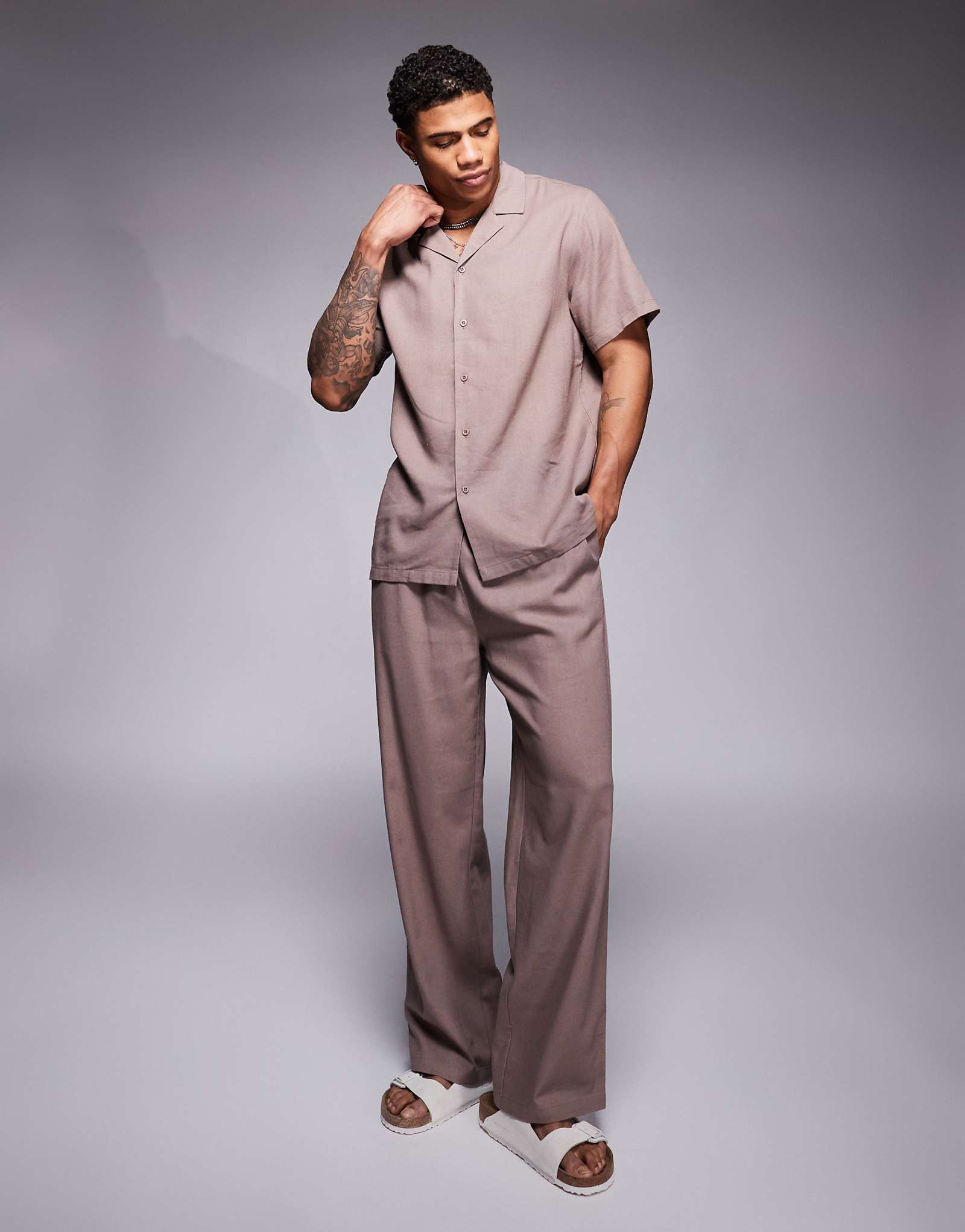 South Beach drawstring beach pants in stone - part of a set 5890₽