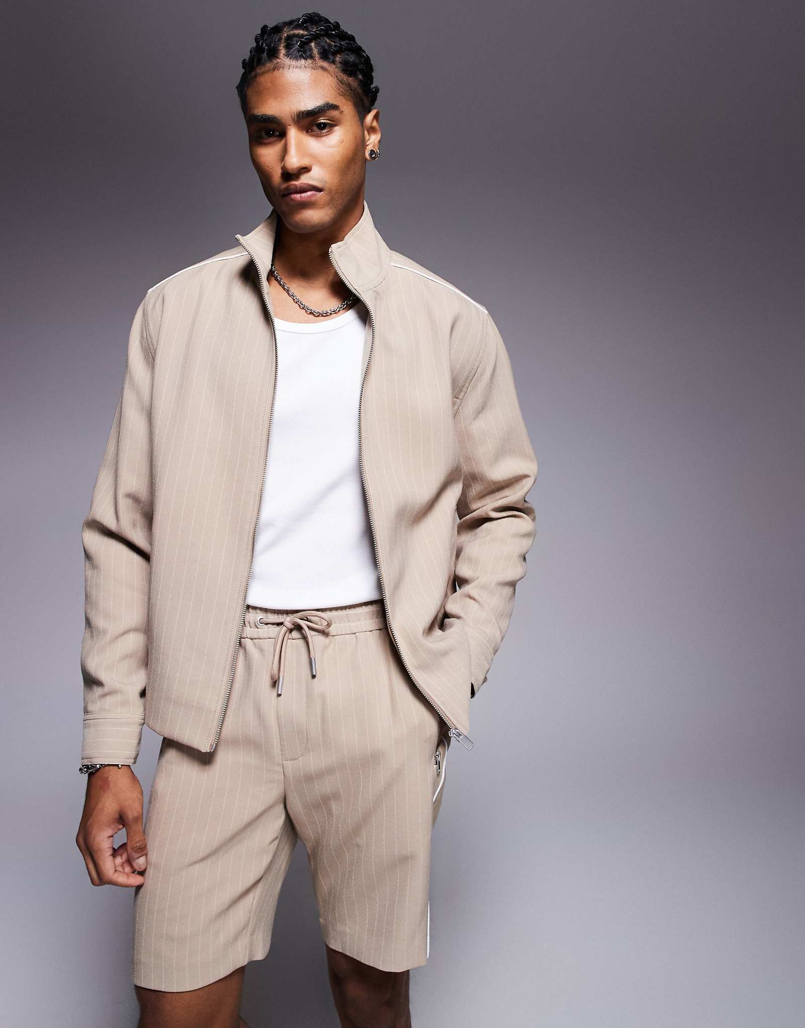 River Island pinstripe jacket in stone - part of a set 12290₽