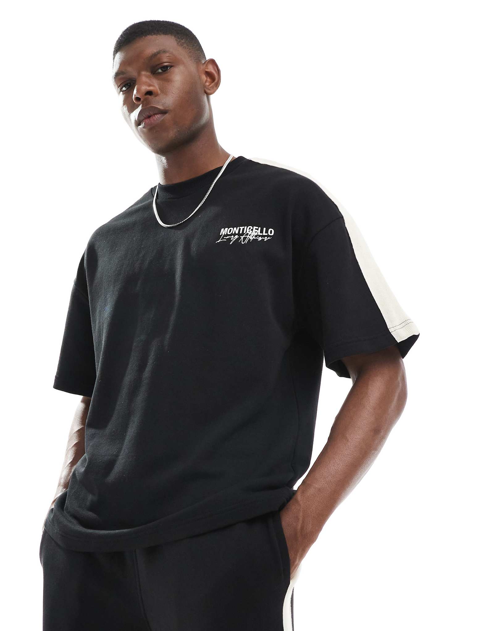 River Island Monticello oversized t-shirt in black - part of a set 7390₽