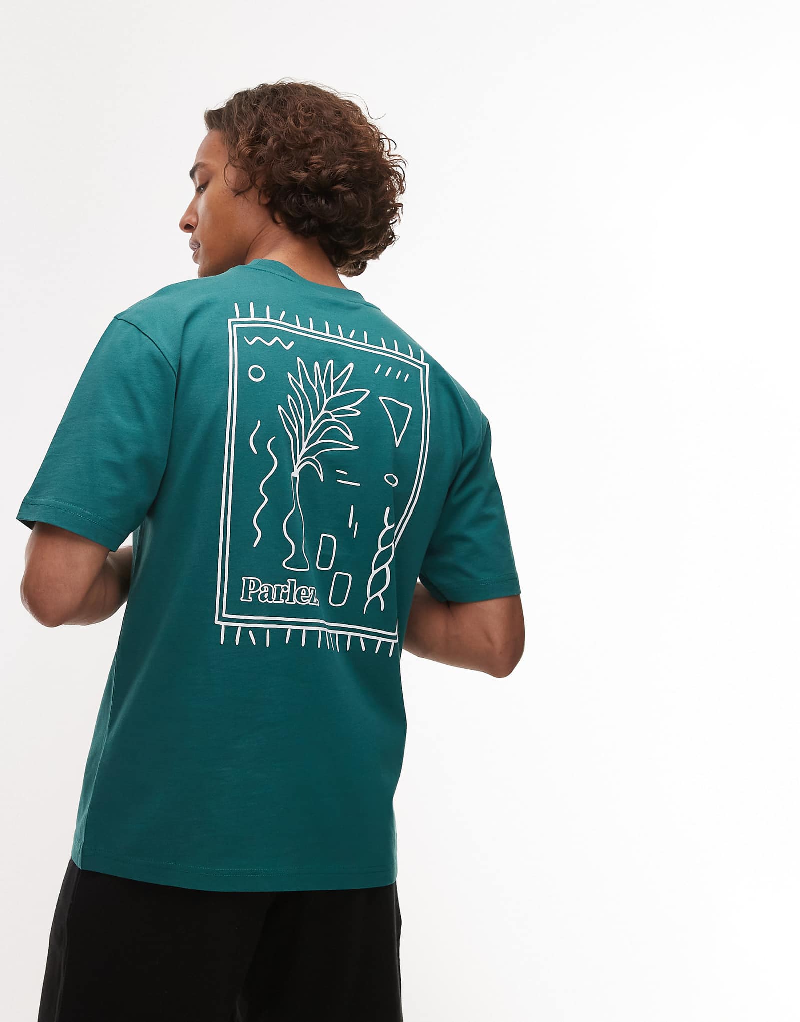 Parlez almitas motif back t-shirt in green 10690₽