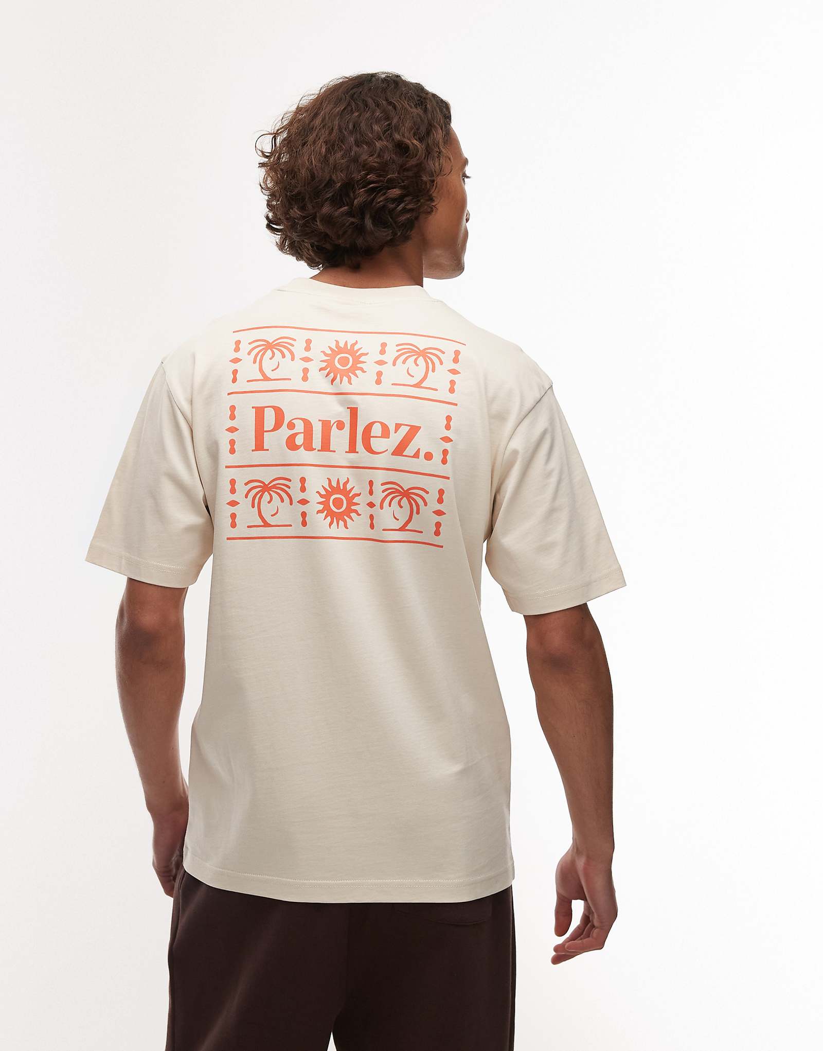Parlez ardor motif back t-shirt in beige