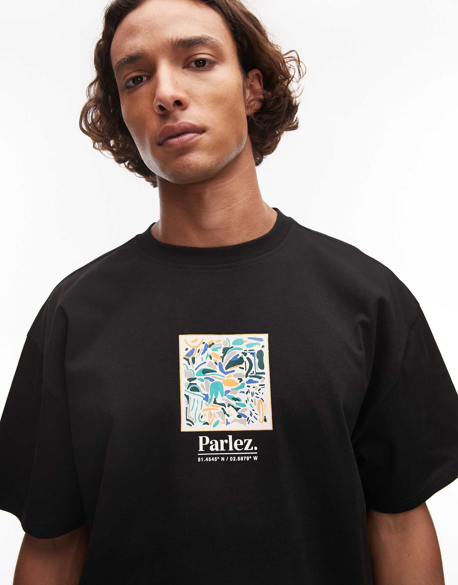 Parlez exemplar mosaic logo detail t-shirt in black