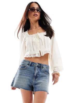 Джинсовые шорты Stradivarius STR в винтажной стирке