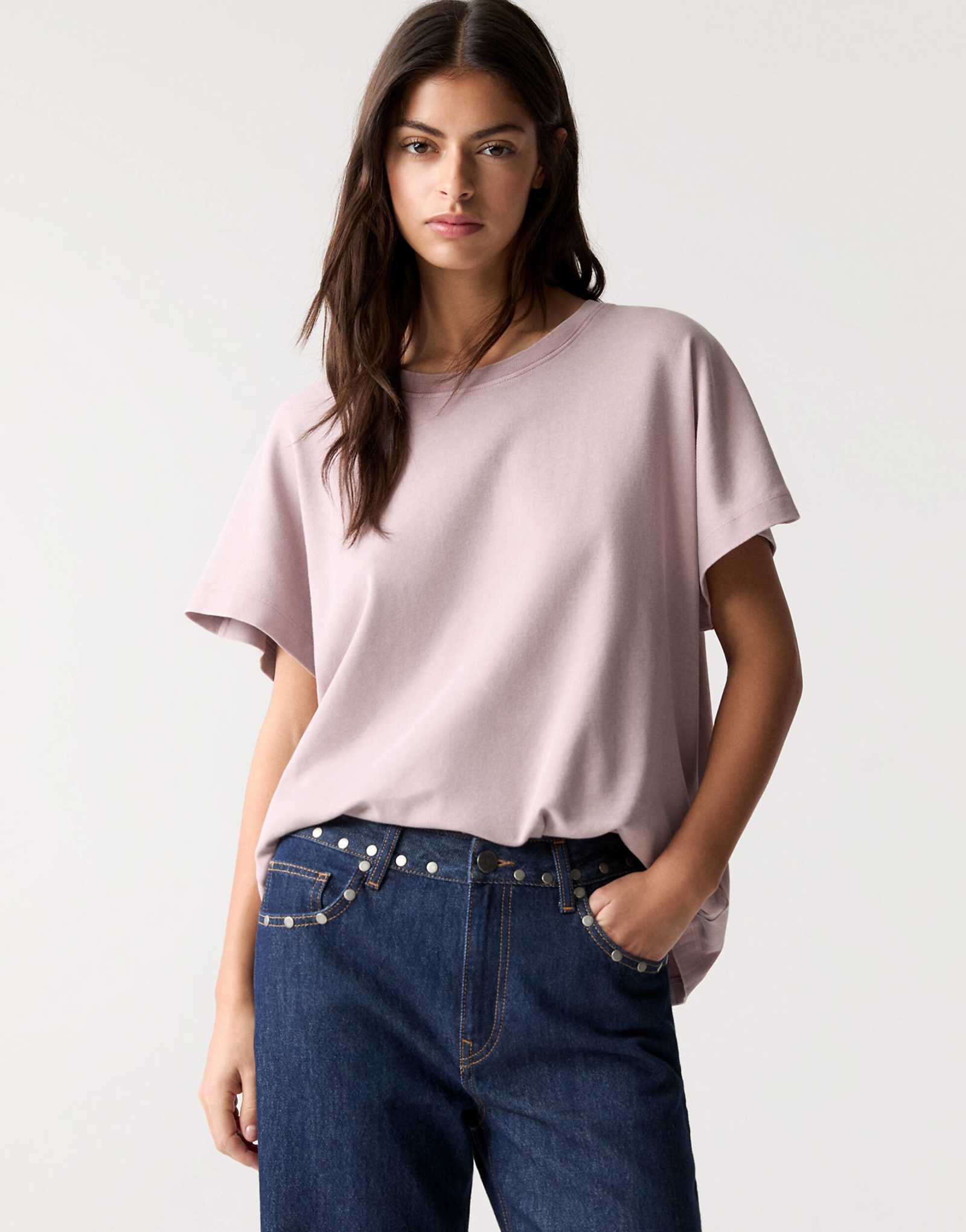 Pull-Bear short sleeve basic t-shirt in light pink 4390₽