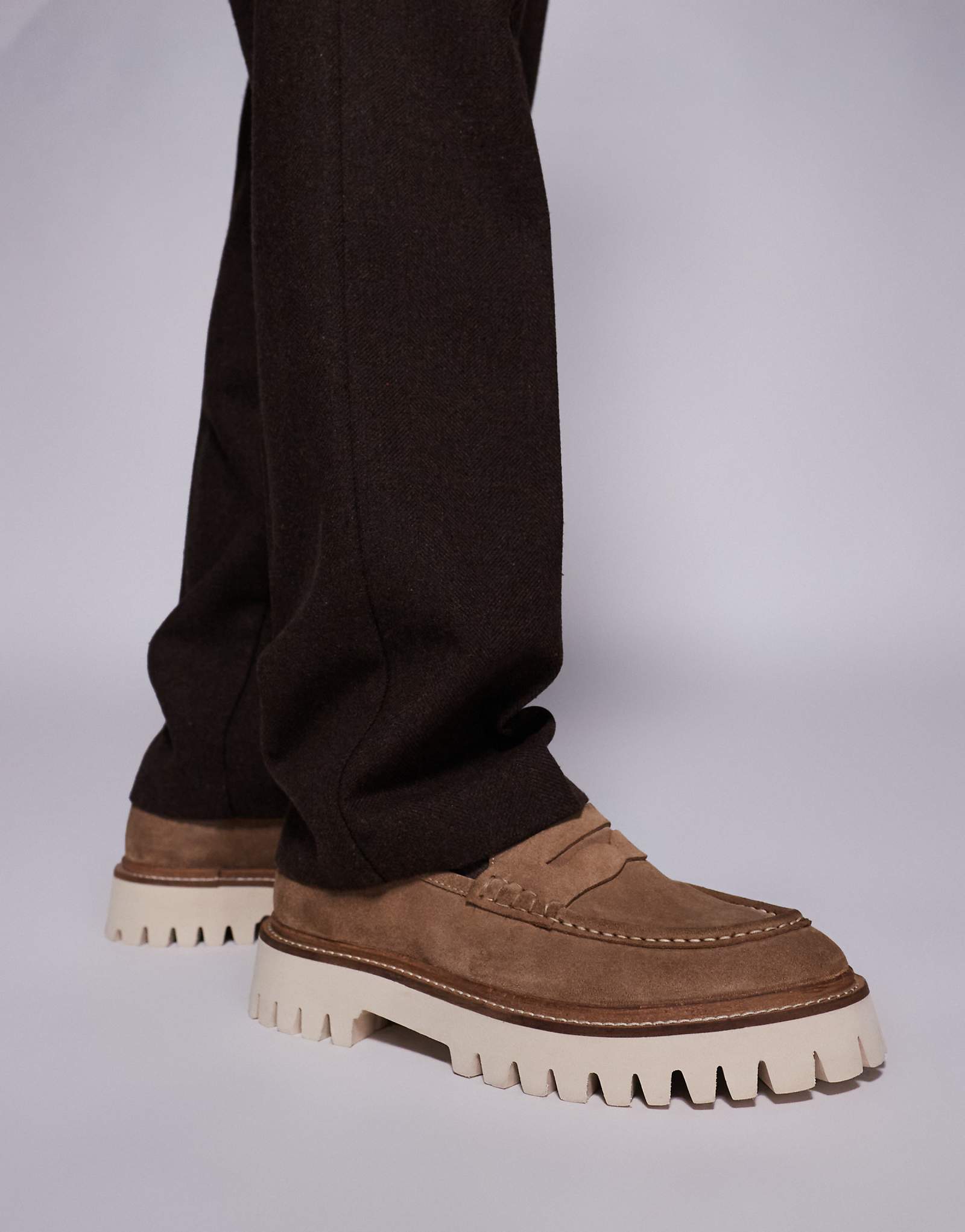 Walk London Hopper saddle loafers in tan suede