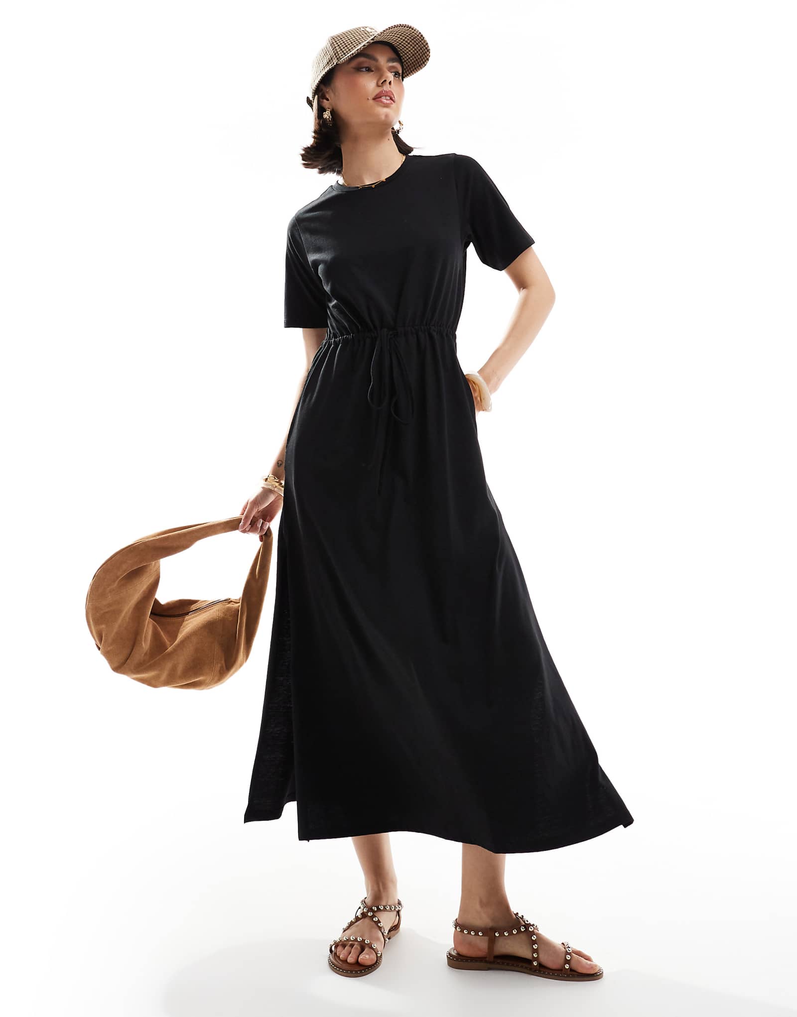 Threadbare short sleeve smock midi dress in black 5090₽