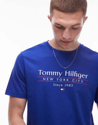 Футболка с линейным логотипом Tommy Hilfiger center stack ярко-синего цвета