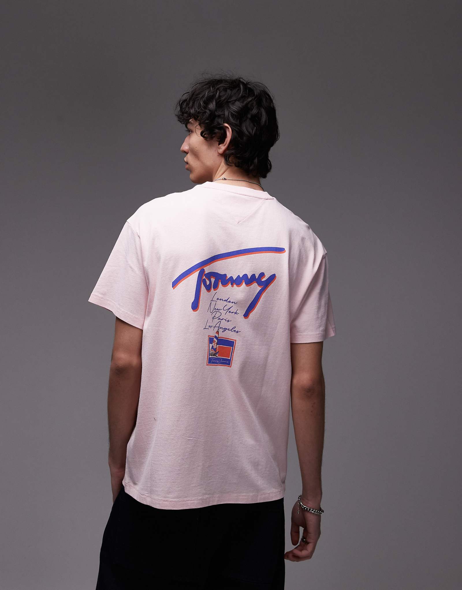 Tommy Jeans signature backprint t-shirt in pink and purple 6790₽