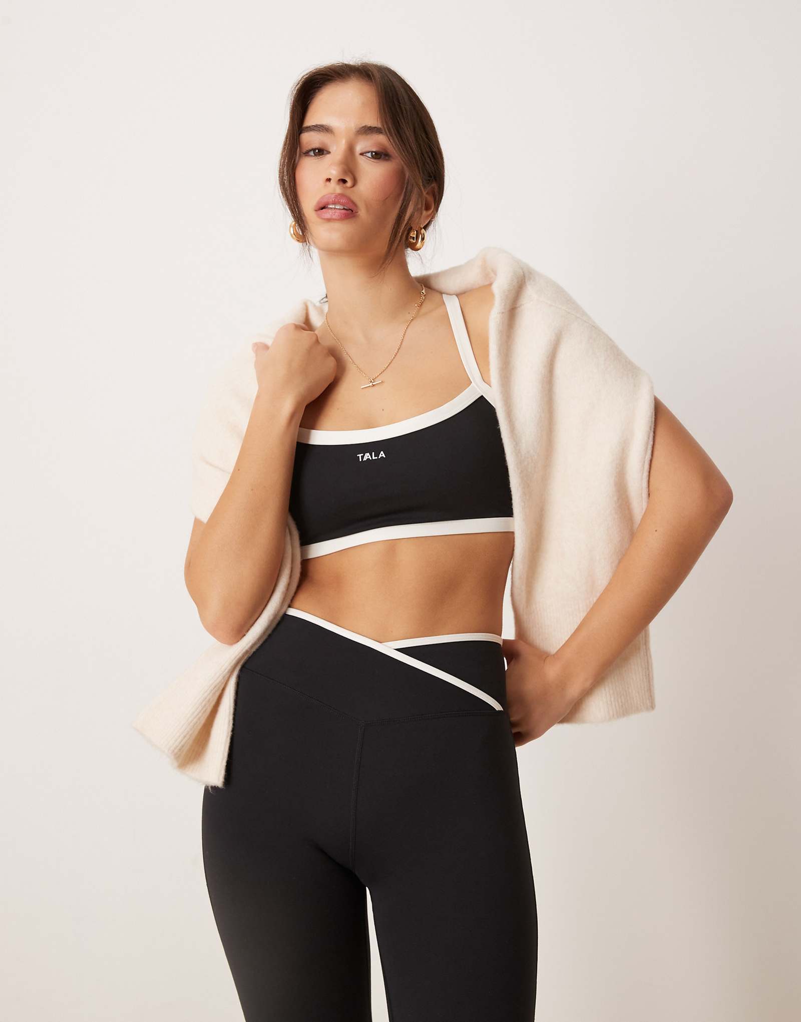 Tala Elevated Athletics adjustable straps bandeau bra in black