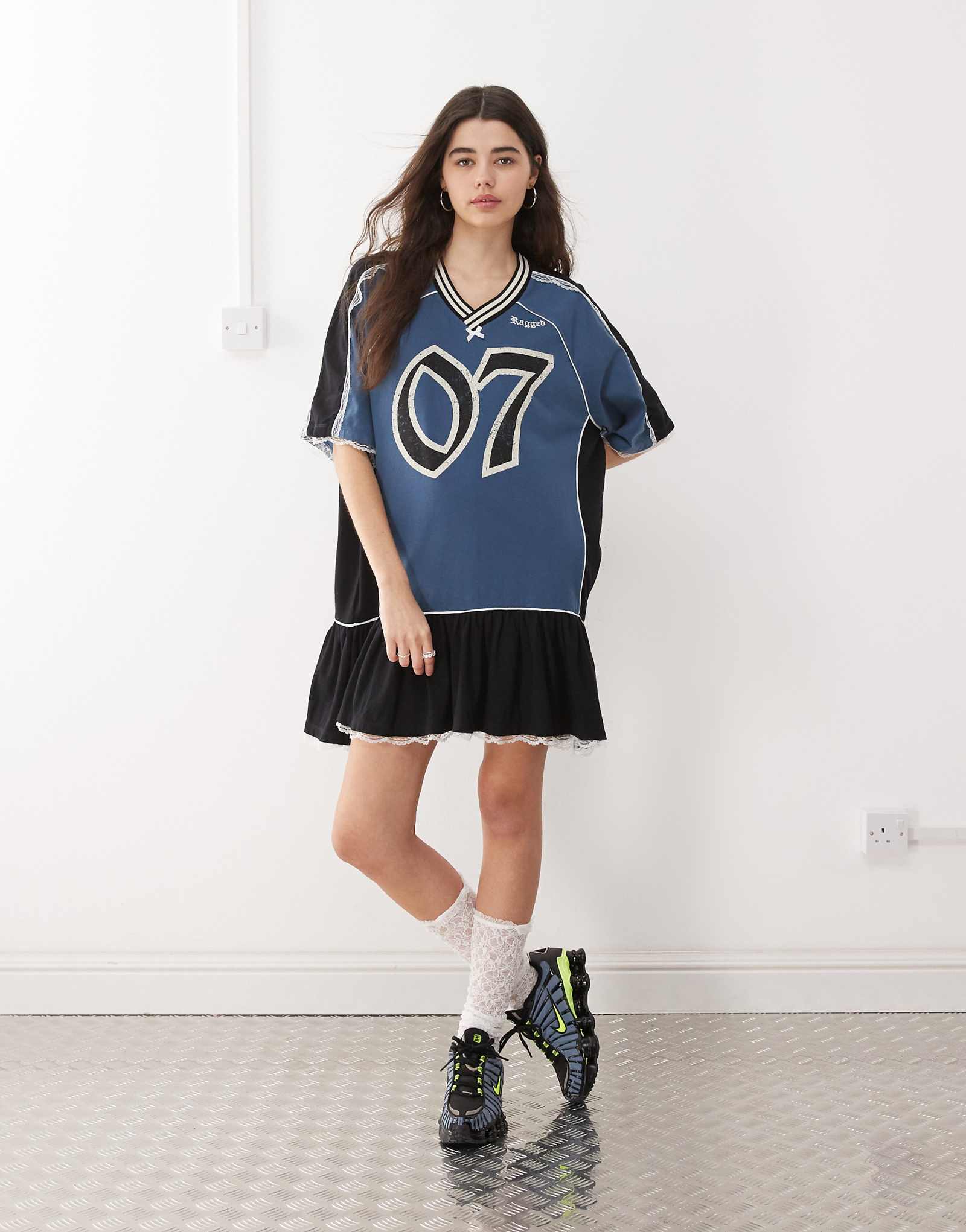 The Ragged Priest oversized T-shirt dress in blue
