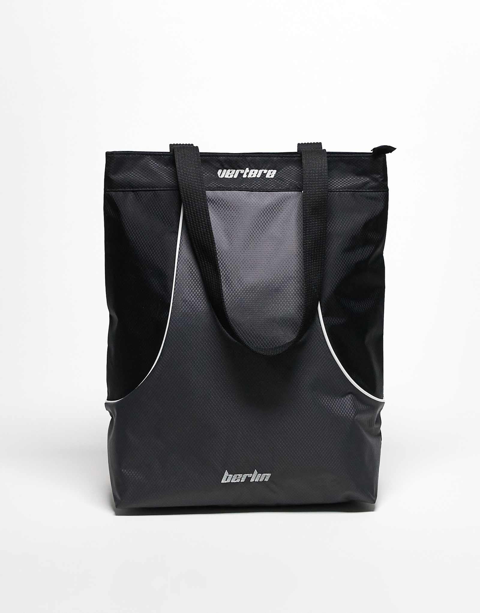 Vertere Berlin logo contrast panel tote bag in gray and black