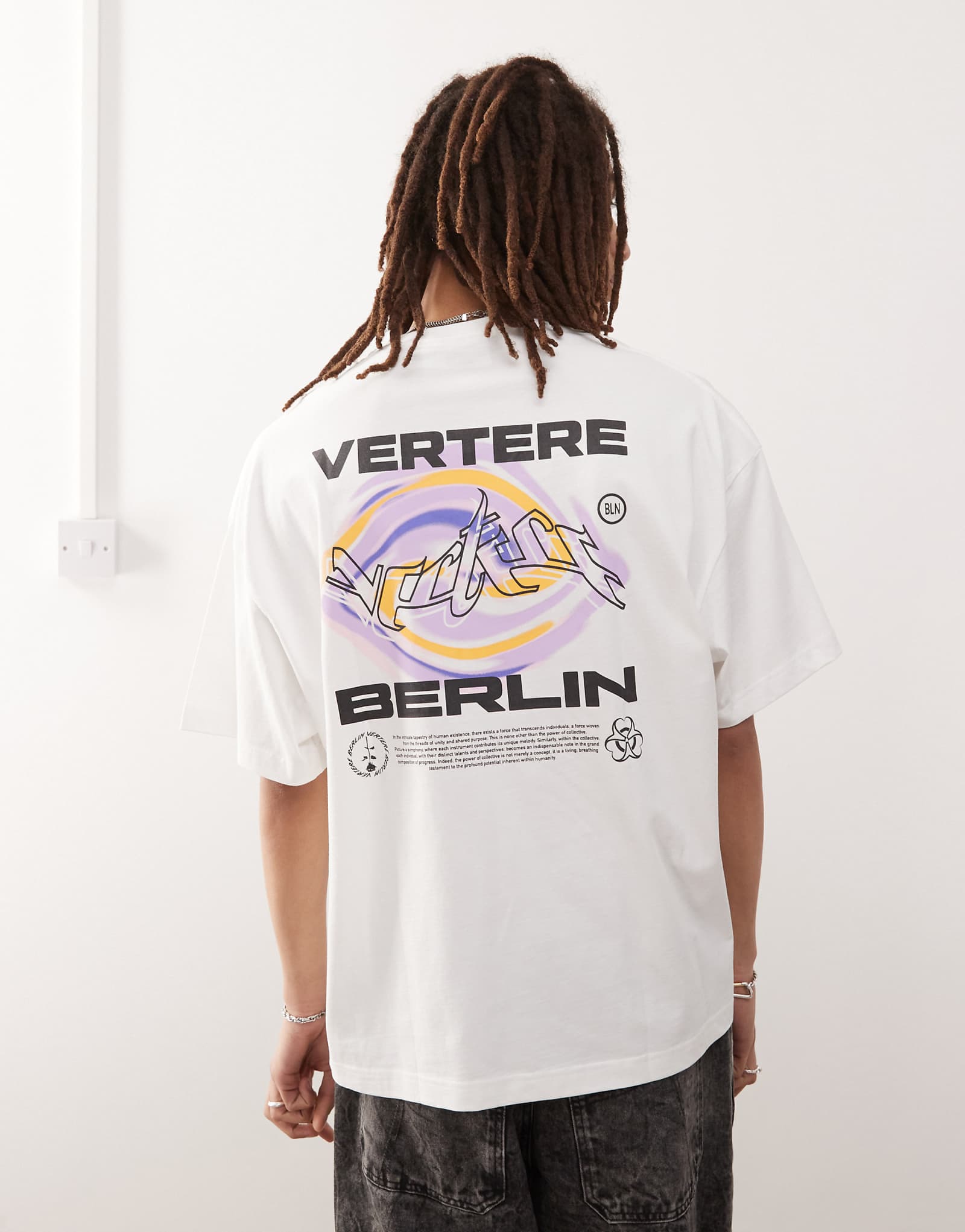 Vertere Berlin logo swirl back print oversized t-shirt in white