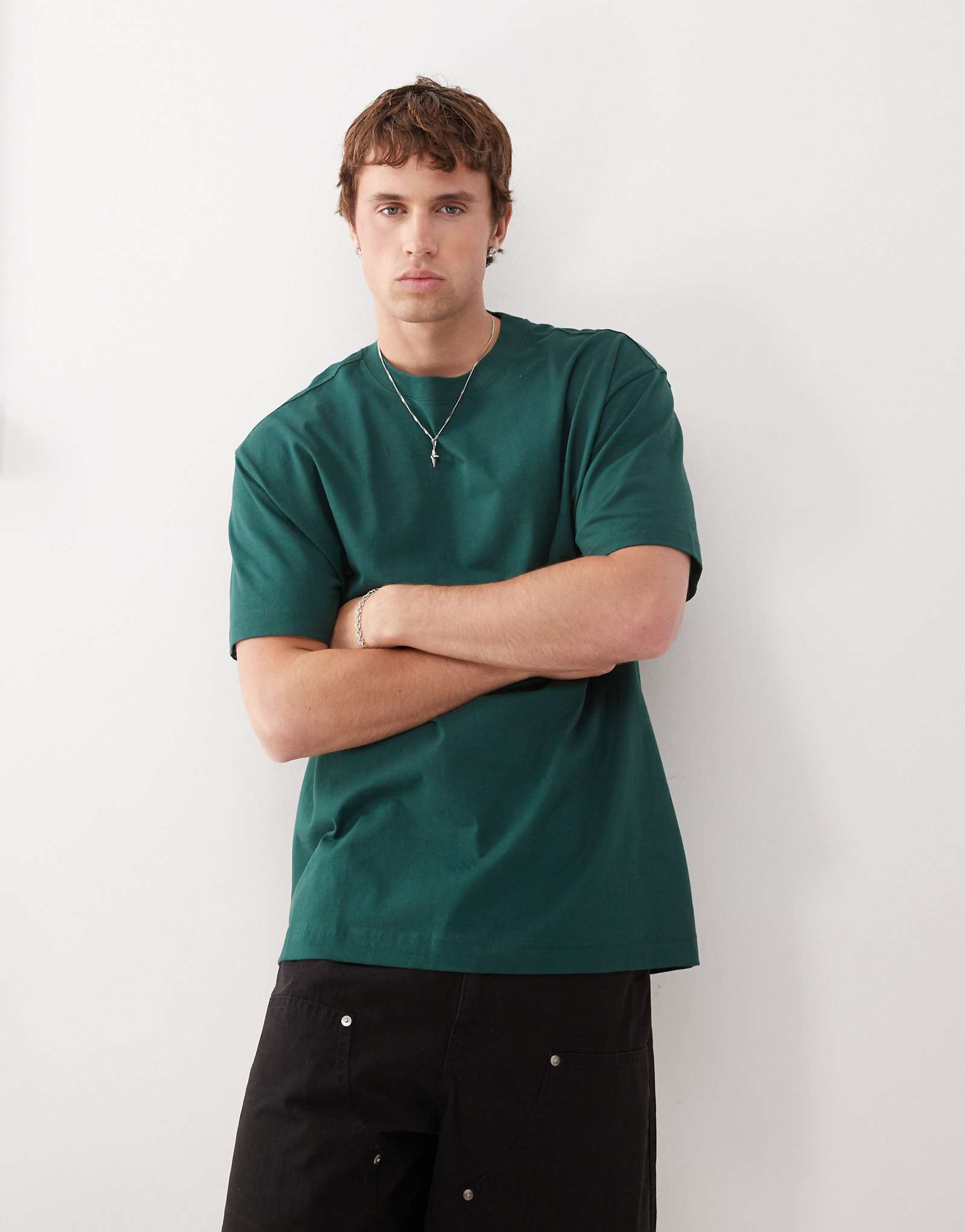 Weekday oversized t-shirt in petrol green 5190₽